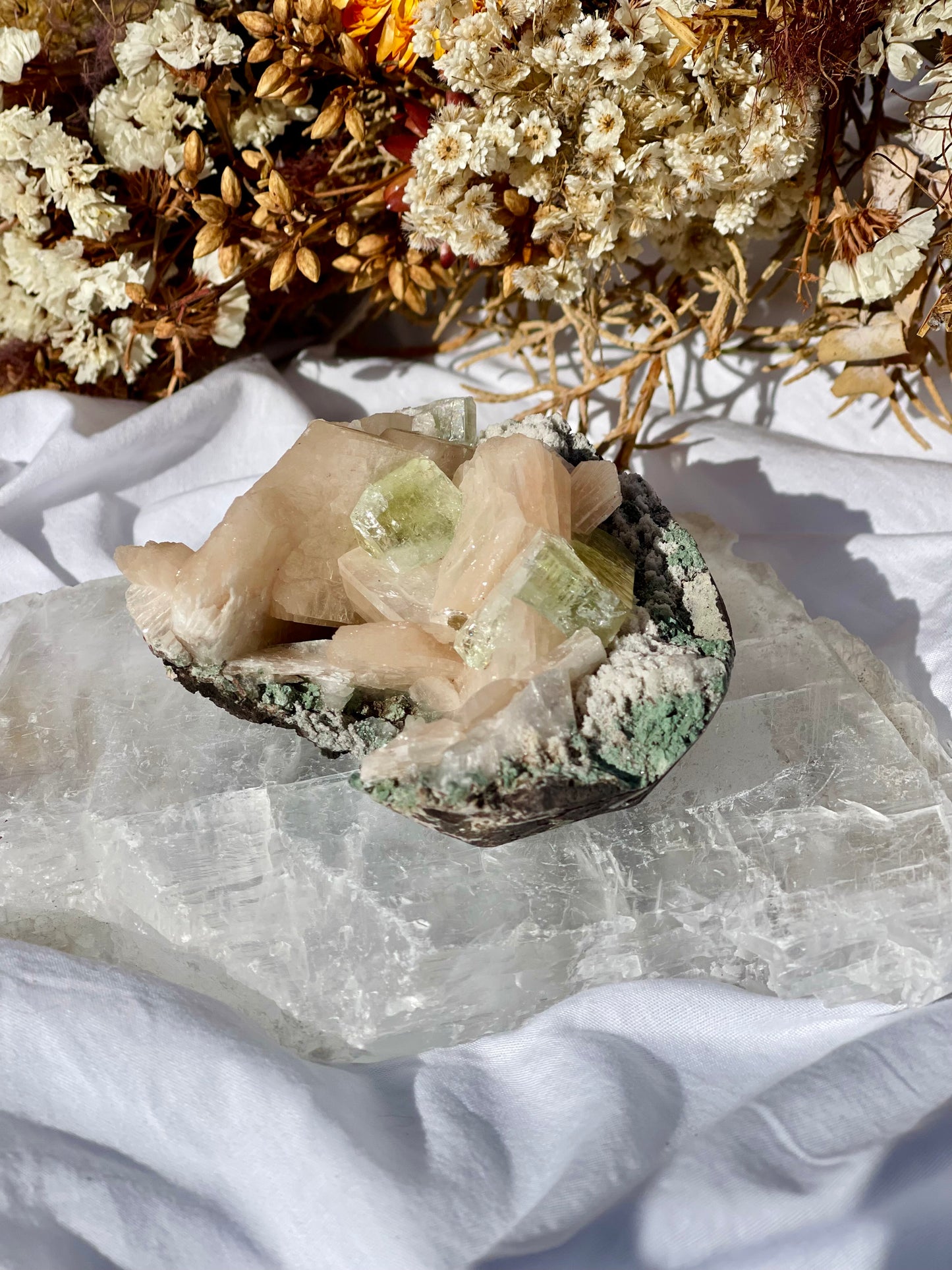 Green Apophyllite | Stilbite Specimen E