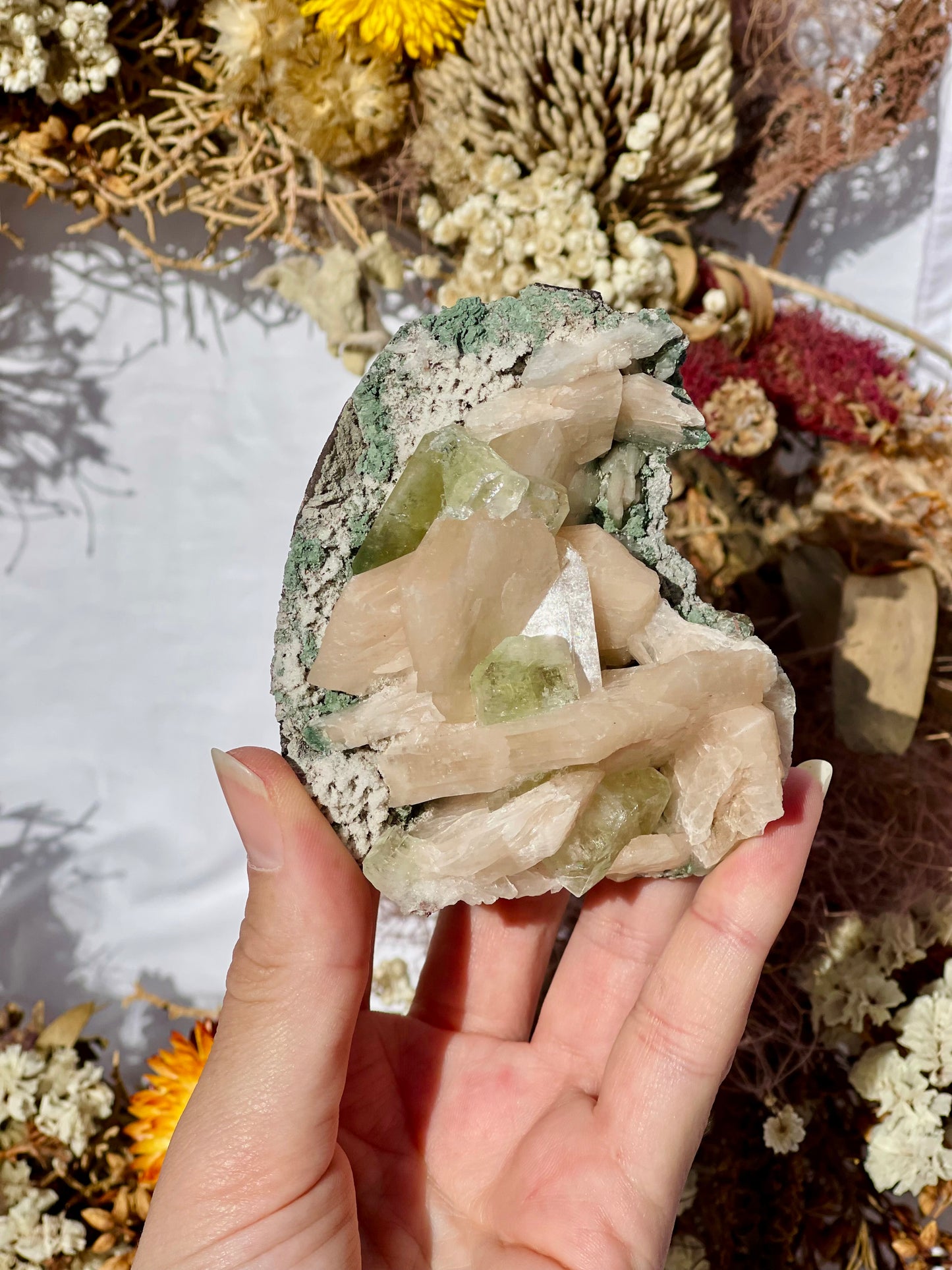Green Apophyllite | Stilbite Specimen E