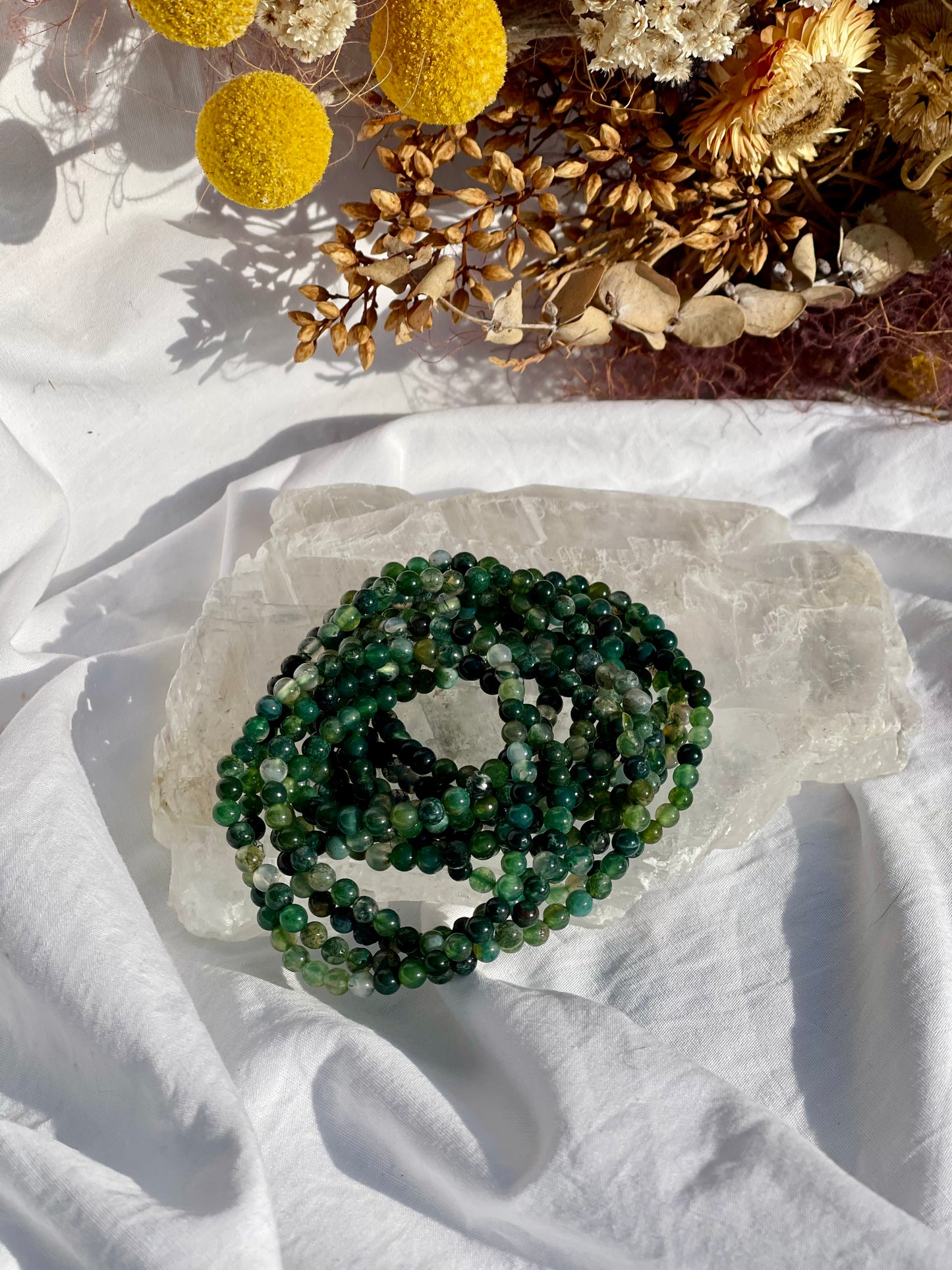Moss Agate Bracelet | 4mm