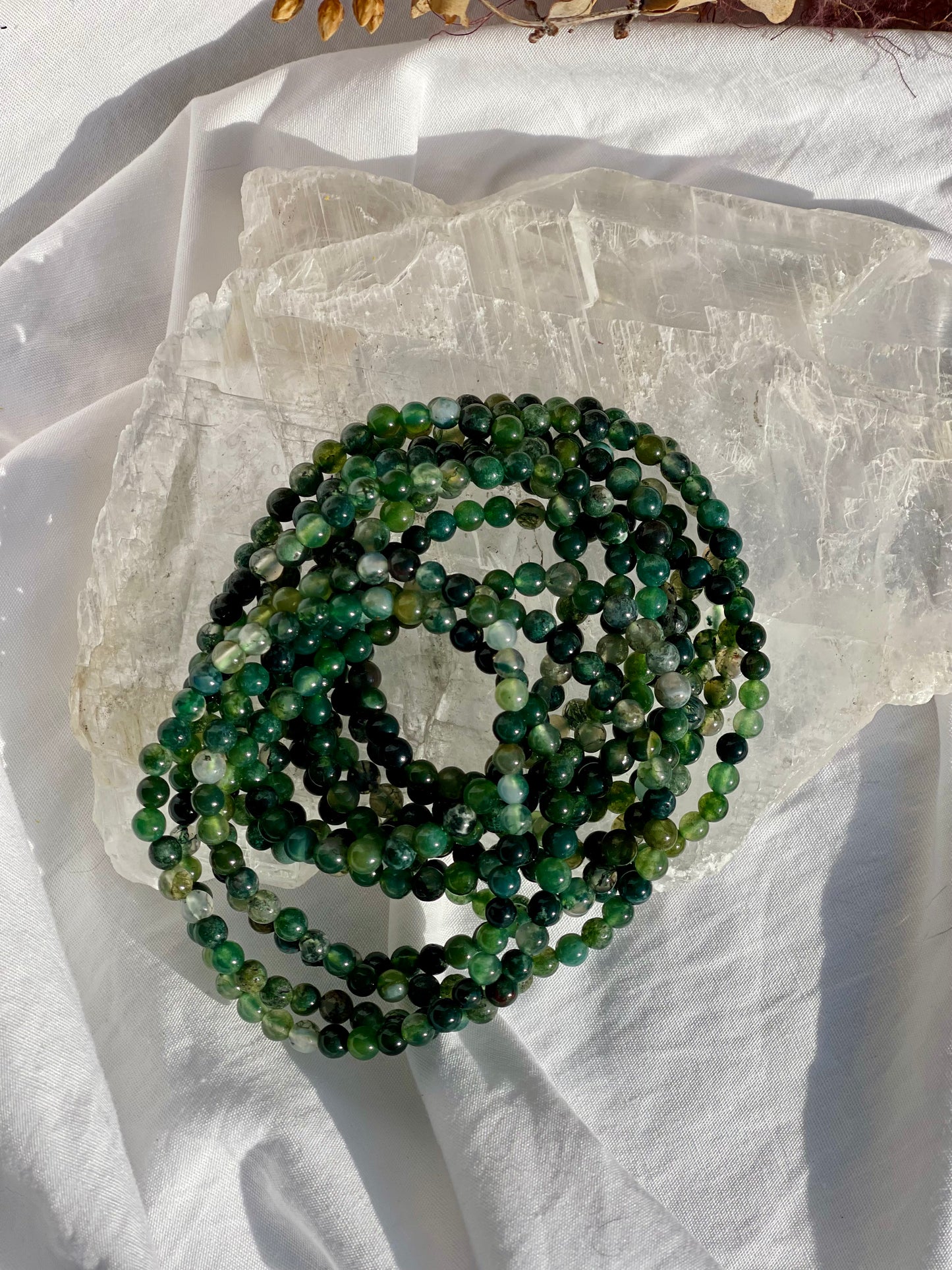 Moss Agate Bracelet | 4mm