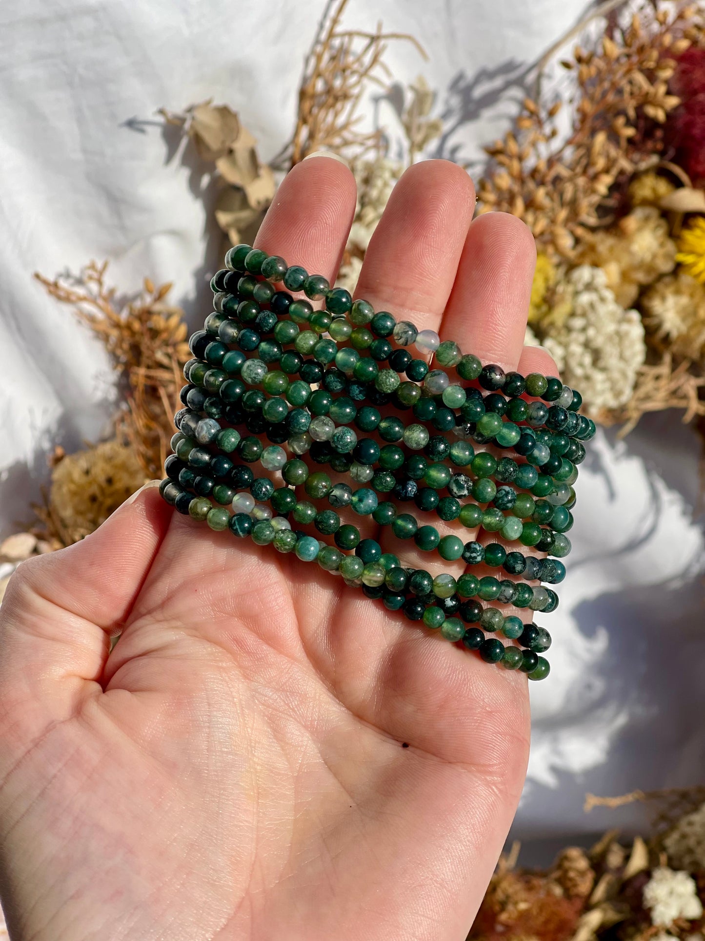 Moss Agate Bracelet | 4mm