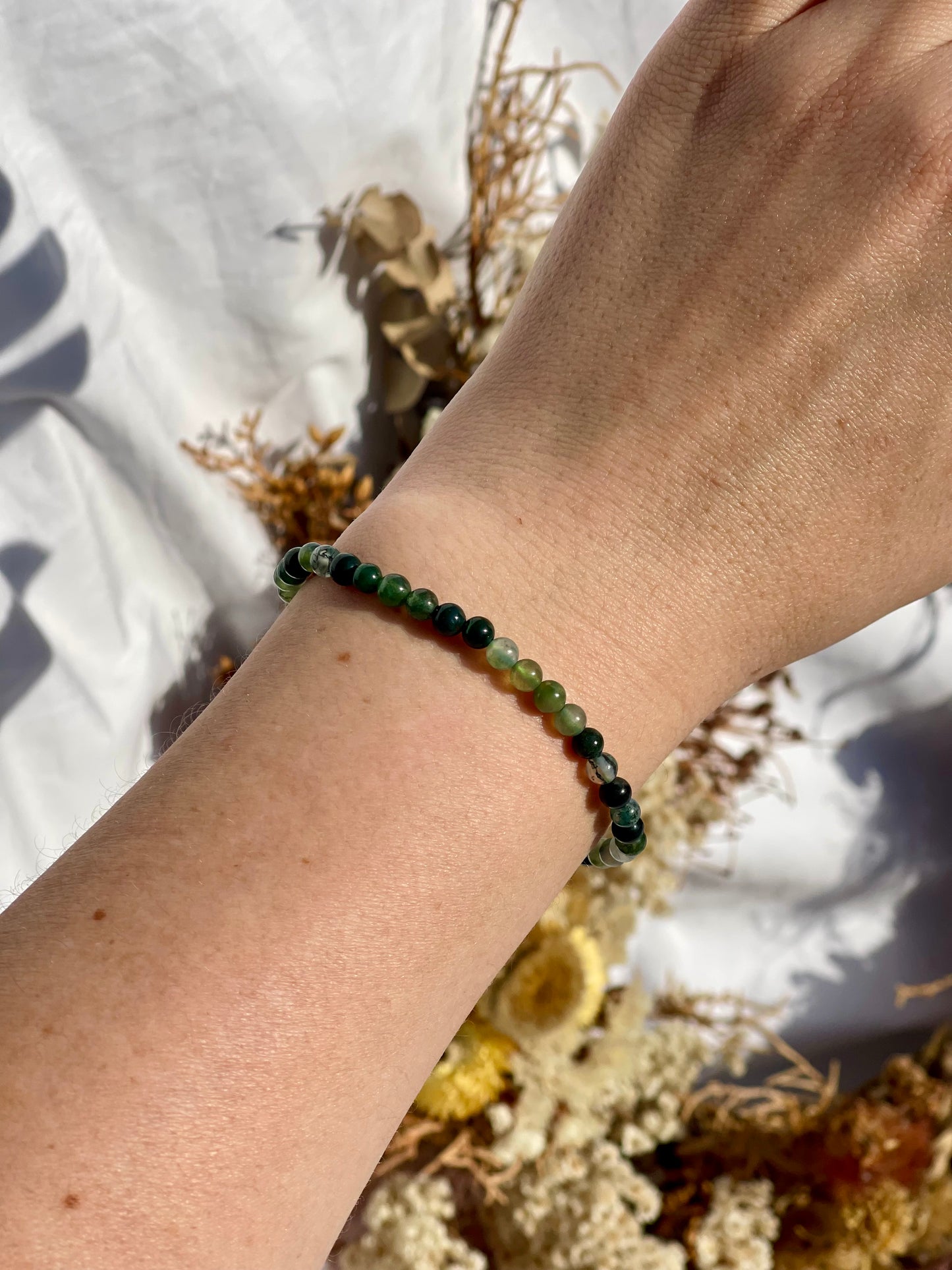 Moss Agate Bracelet | 4mm
