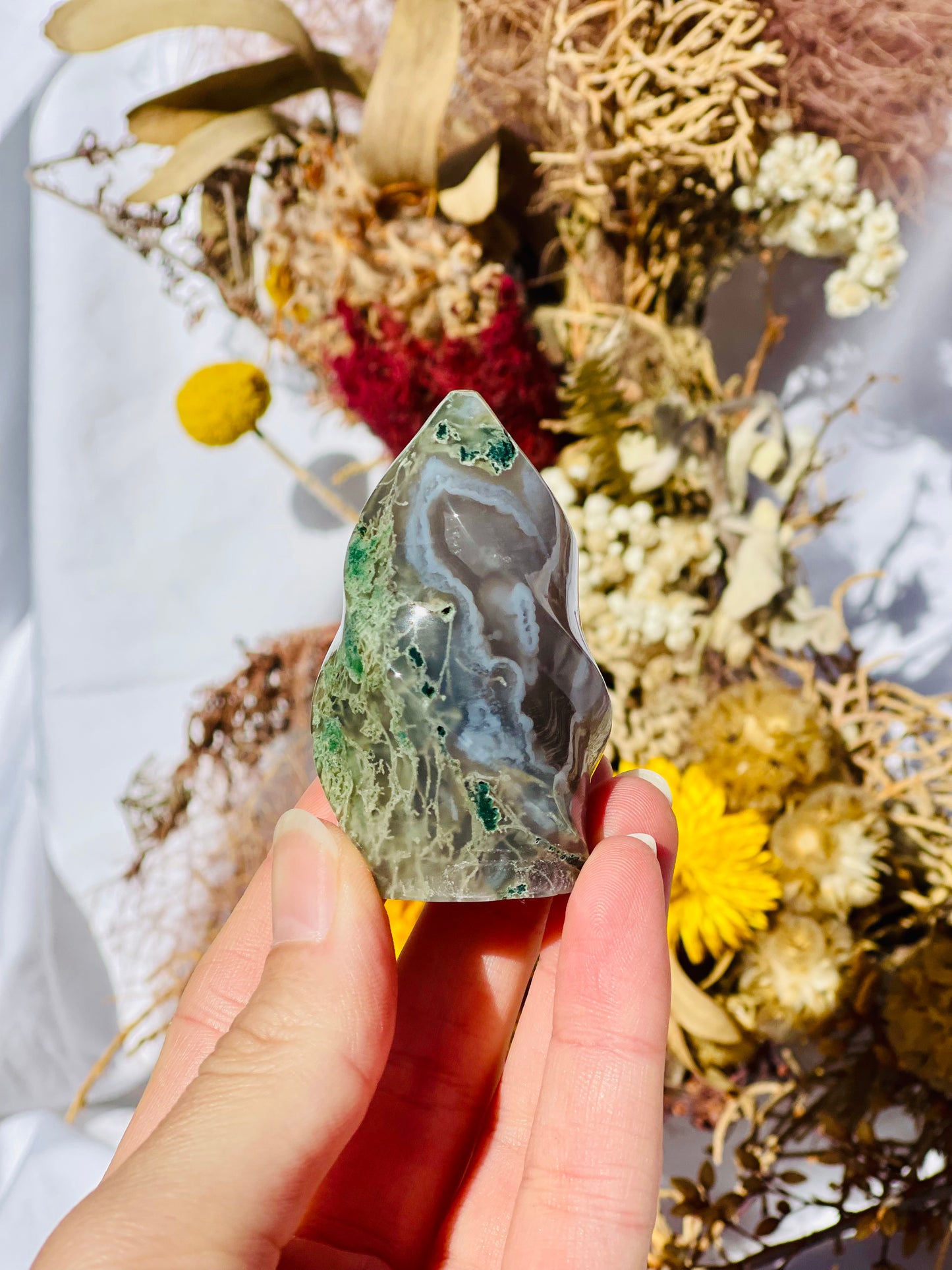 Green Moss Agate Flame B