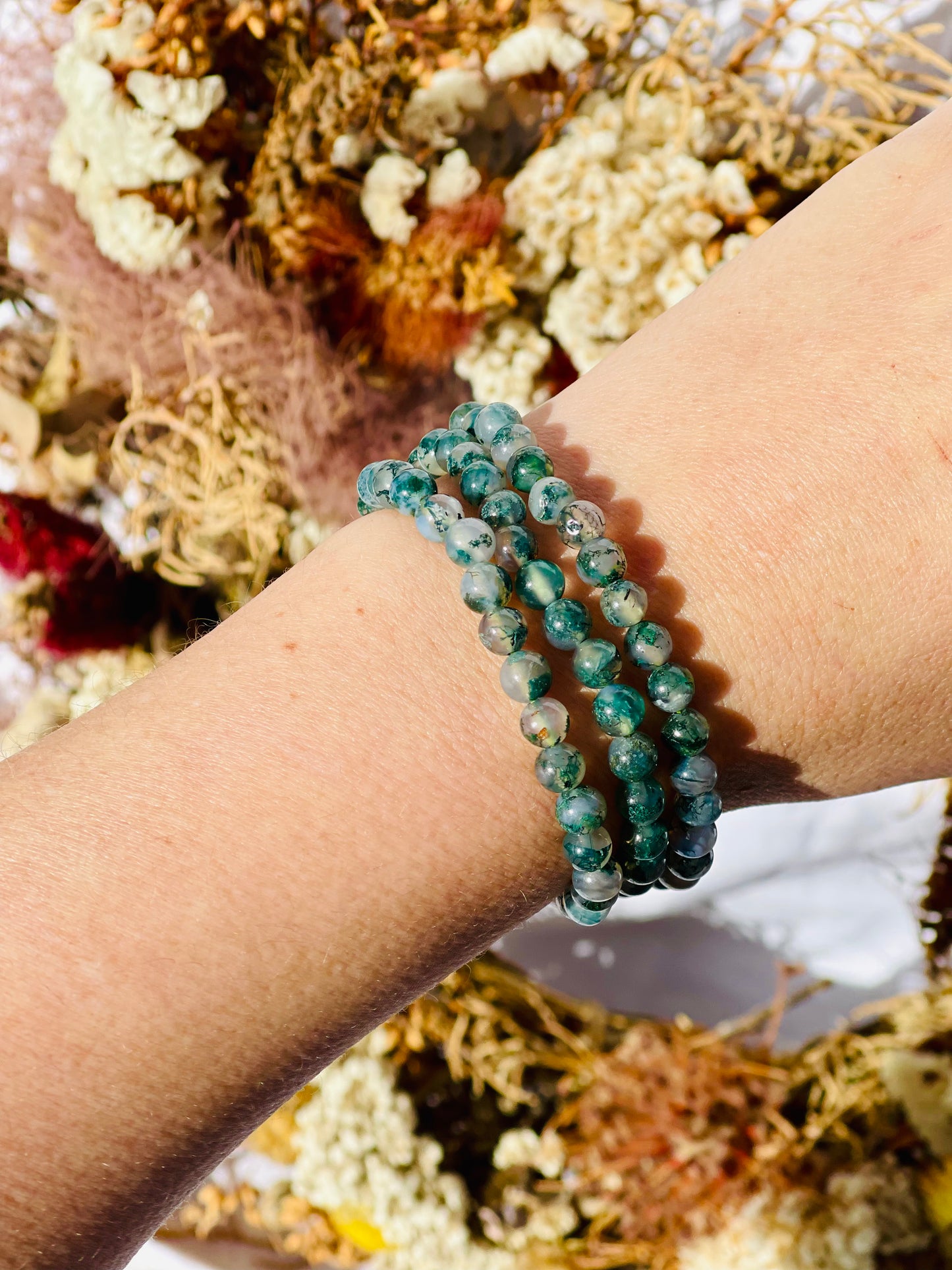 Clear Moss Agate Wrap Bracelet