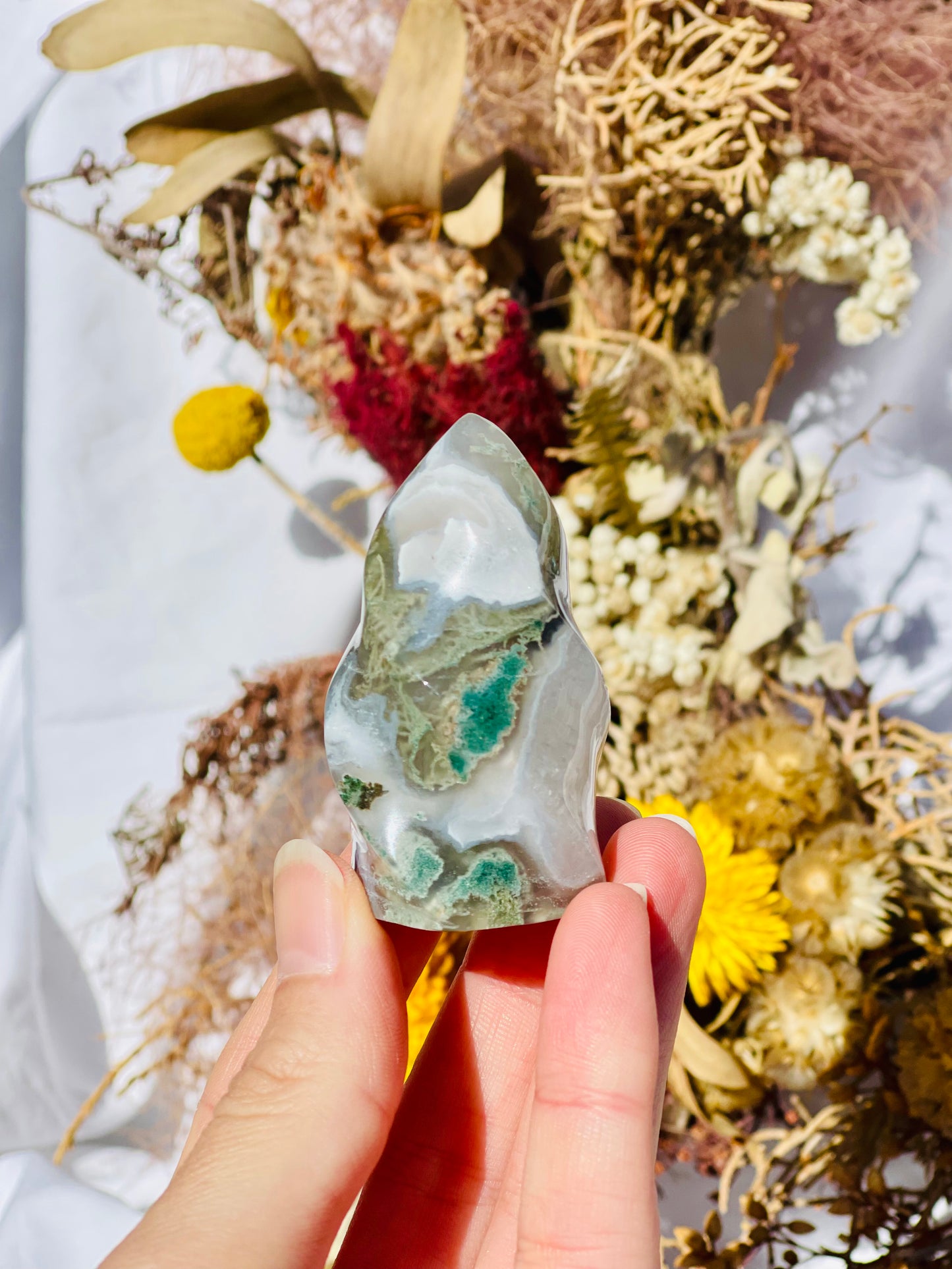 Green Moss Agate Flame C