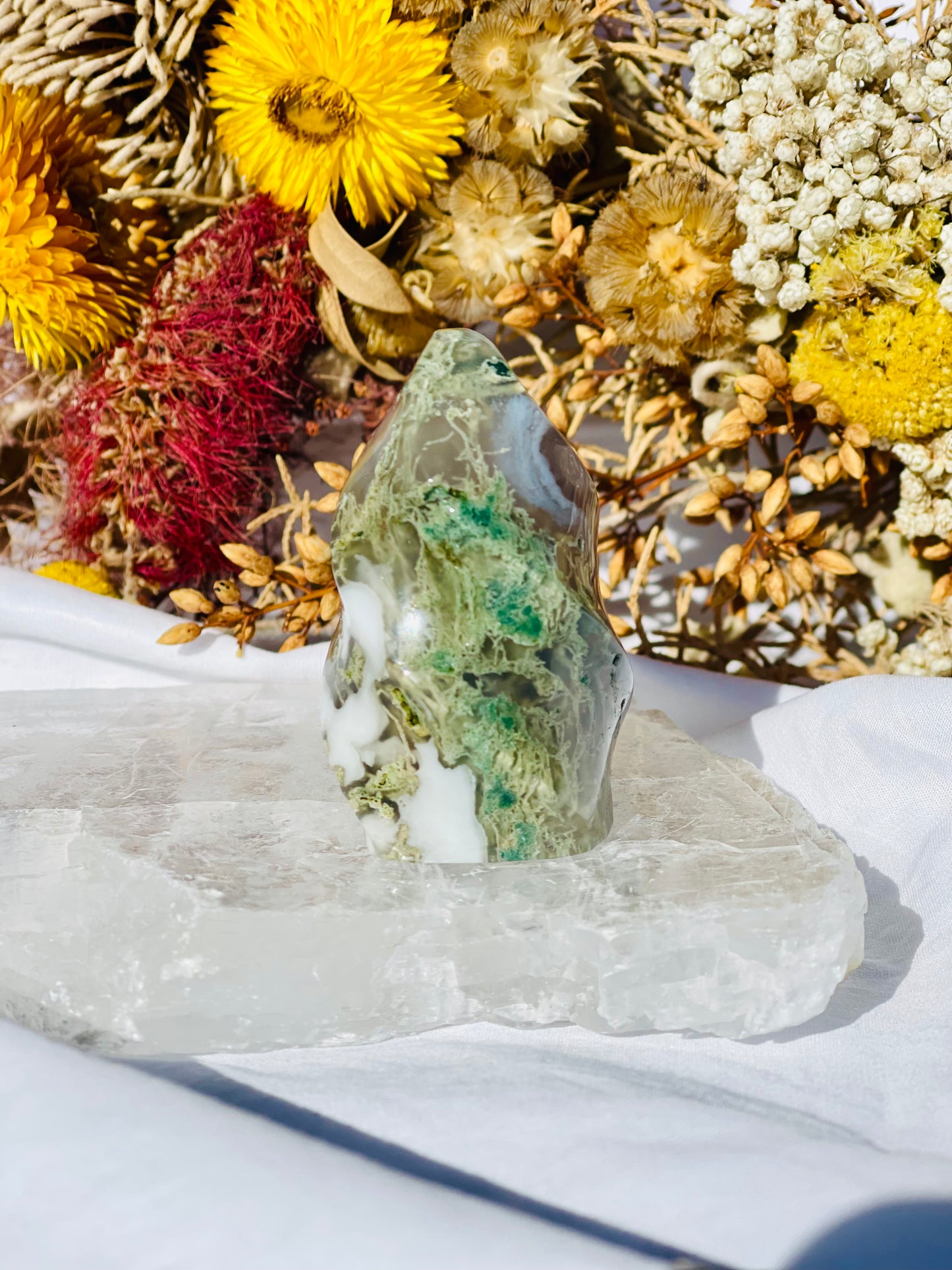Green Moss Agate Flame B