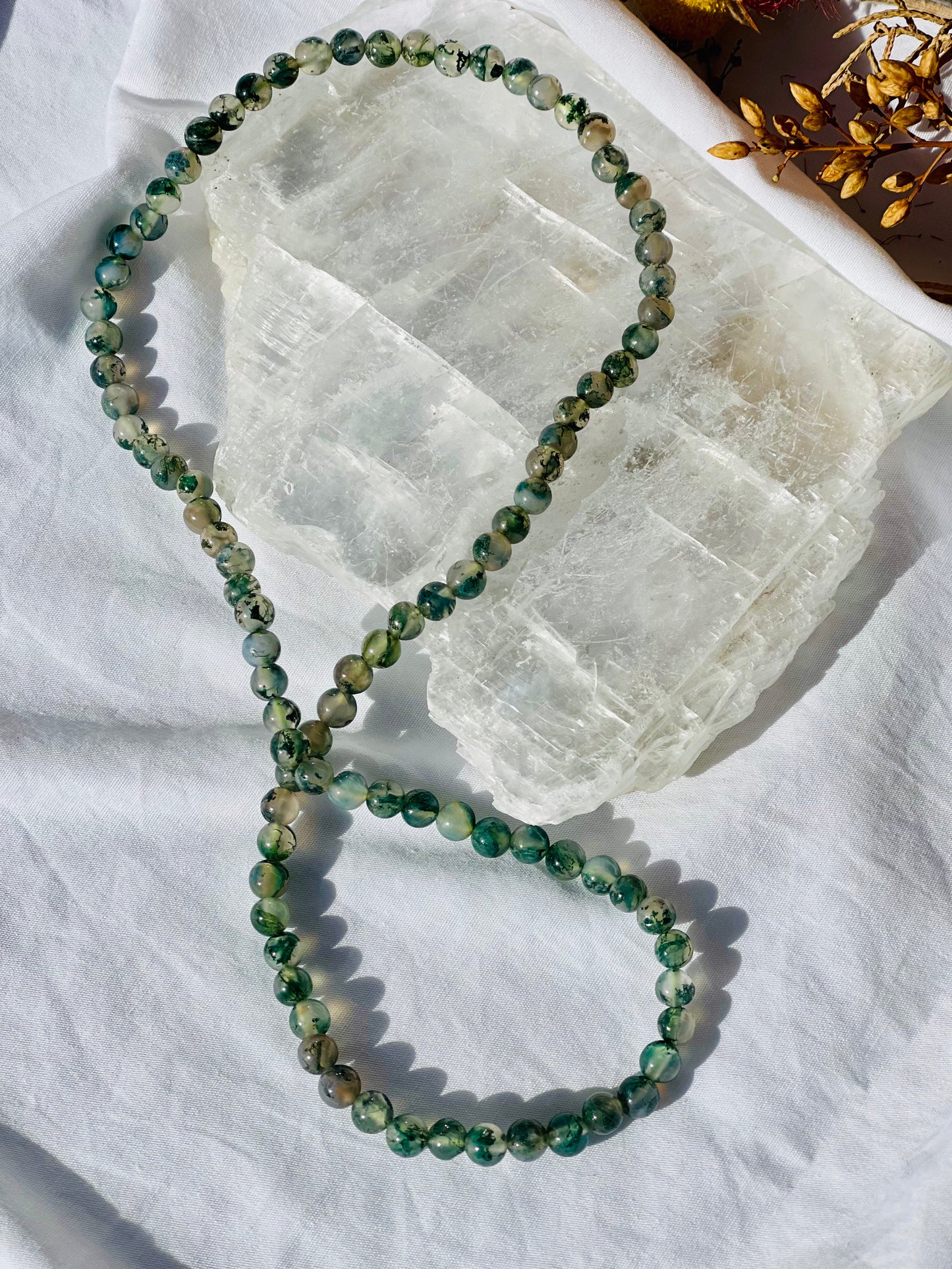Clear Moss Agate Wrap Bracelet