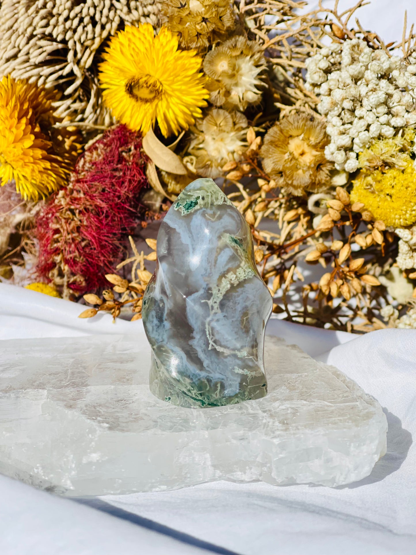 Green Moss Agate Flame B