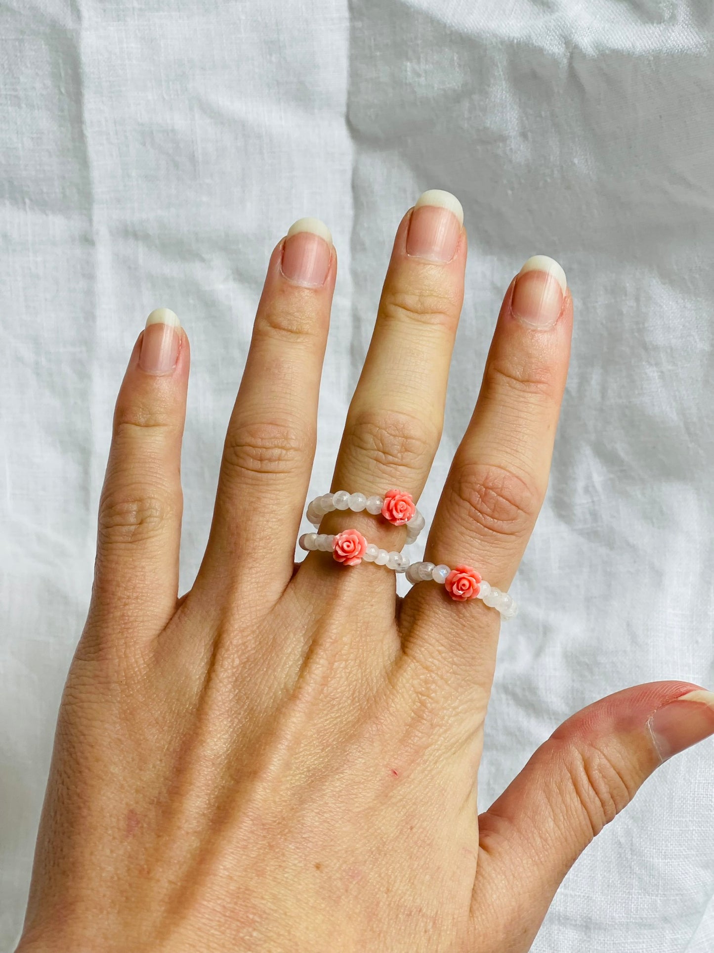 Moonstone Ring With Rose
