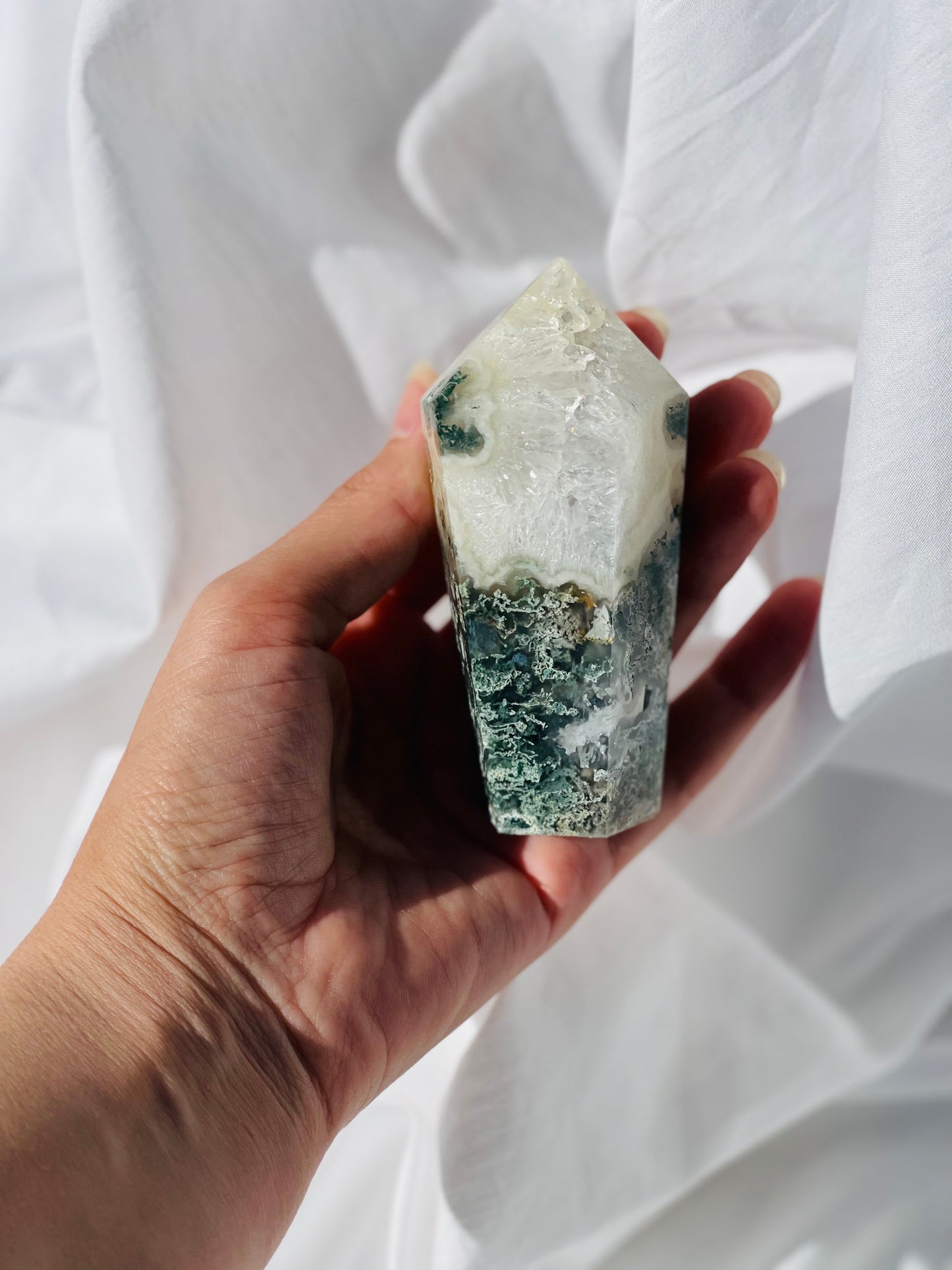 Green Moss Agate Point