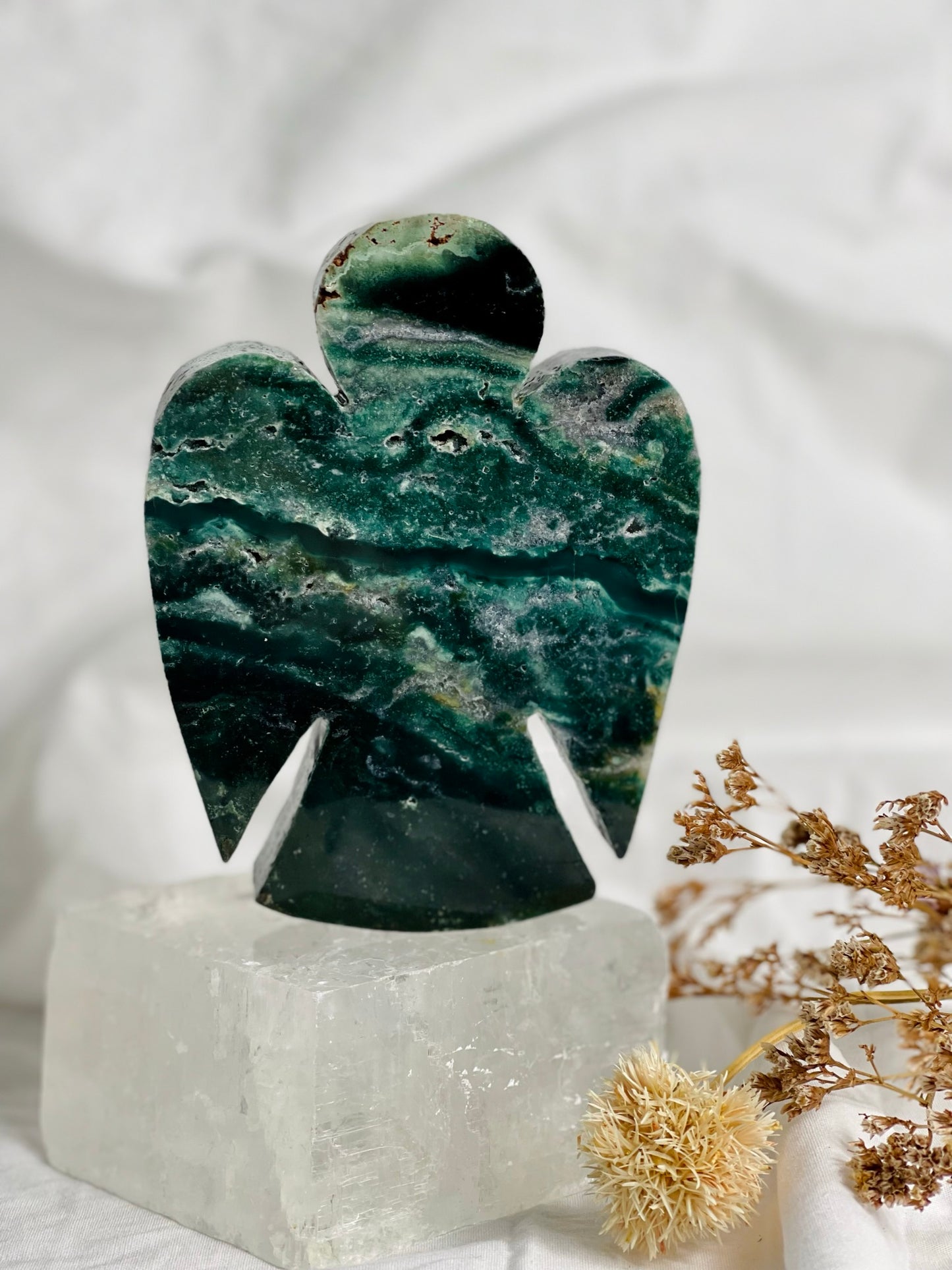 Green Moss Agate Angel