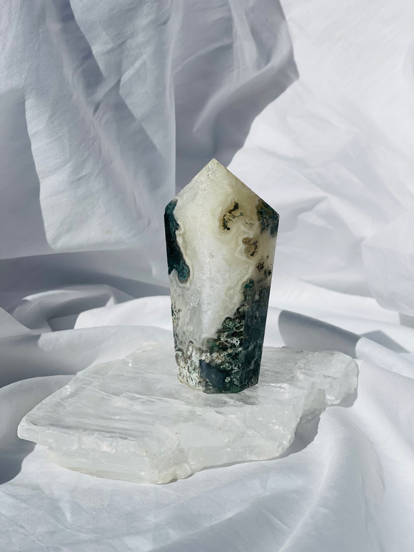 Green Moss Agate Point