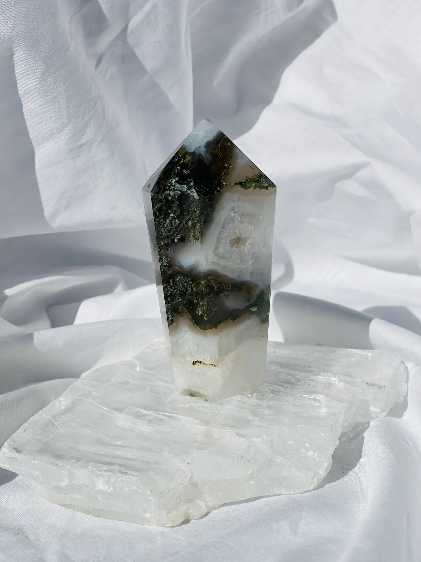 Green Moss Agate Point