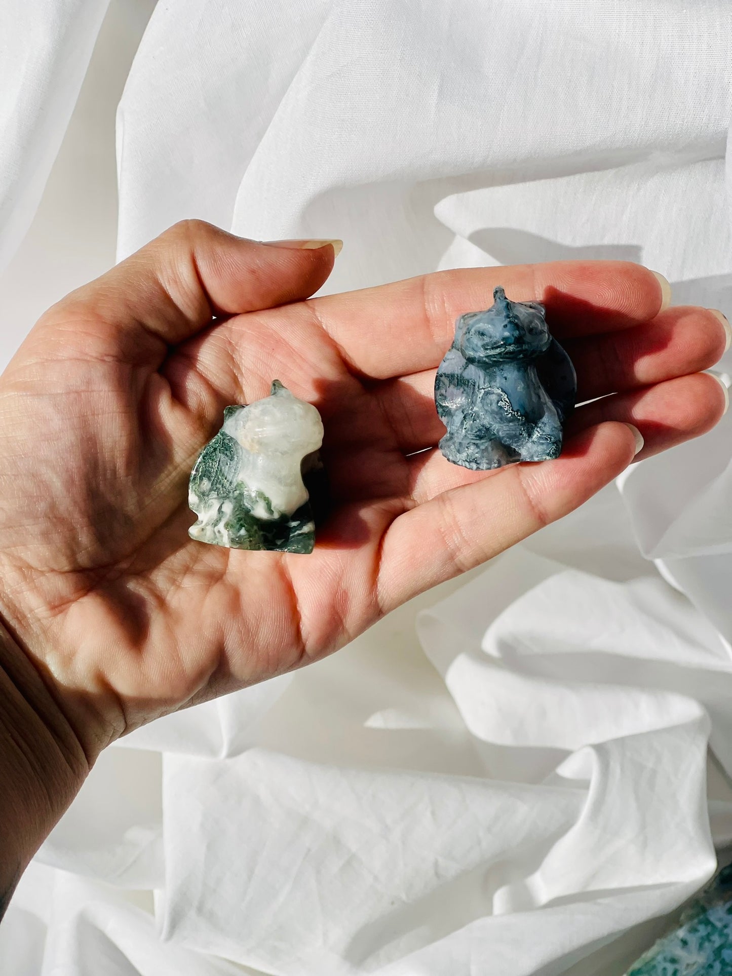 Green Moss Agate Mini Toothless Dragon
