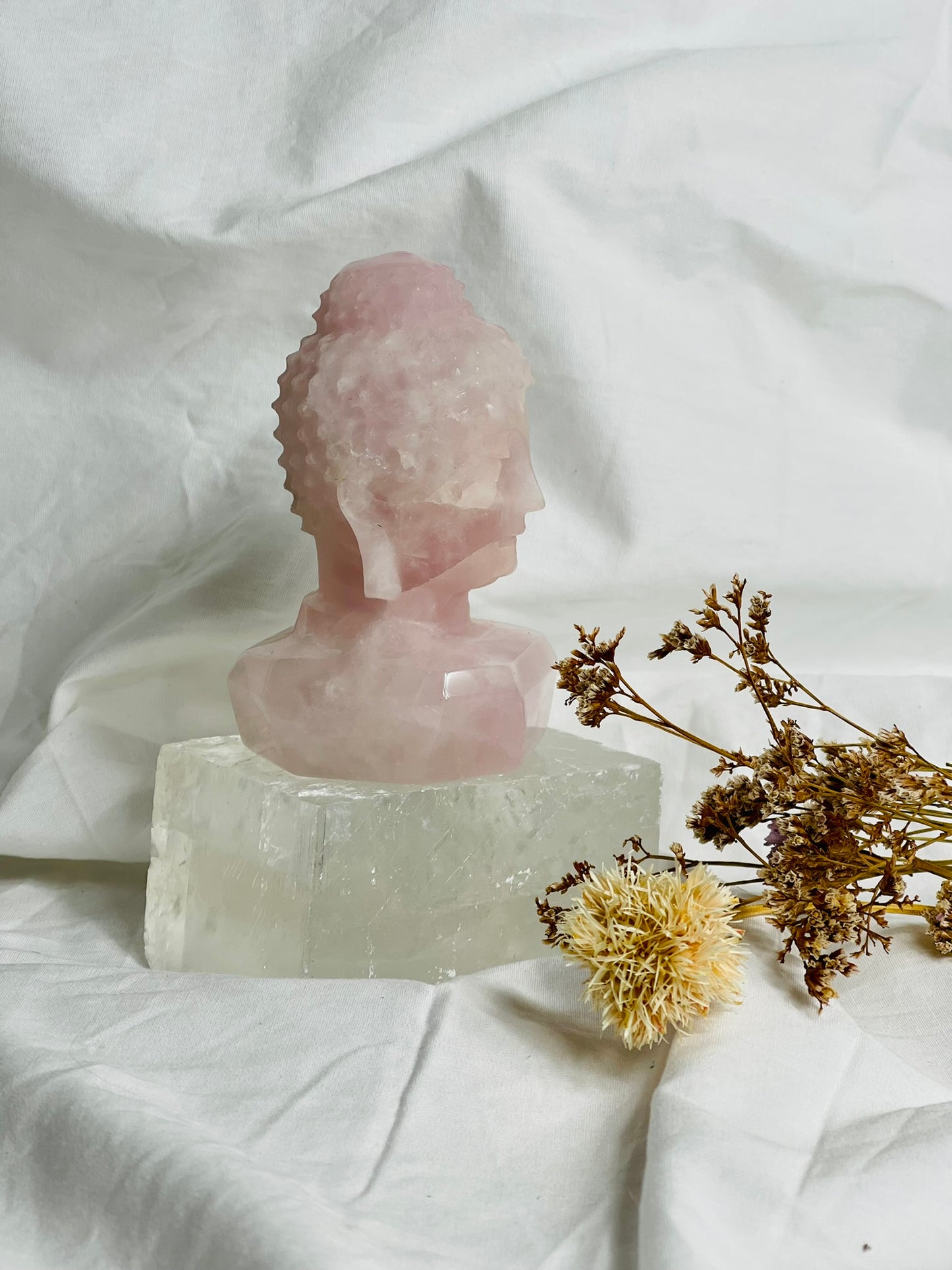Rose Quartz Buddha Head