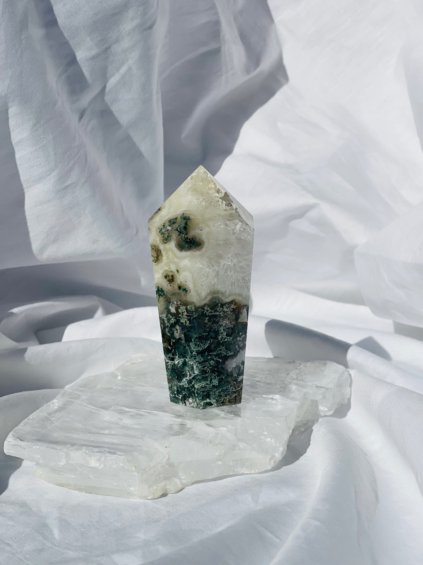 Green Moss Agate Point