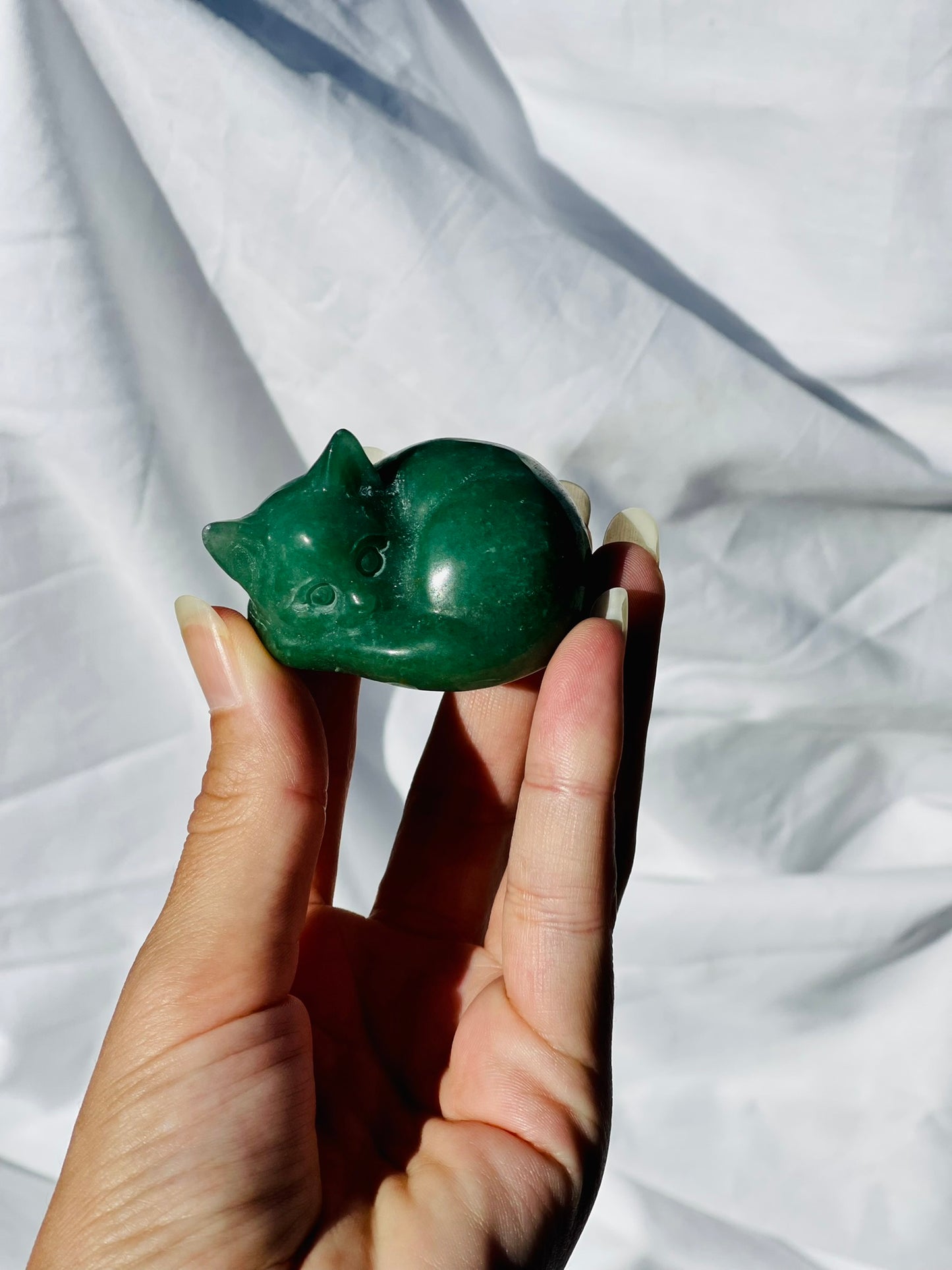 Green Adventurine Sleeping Cat