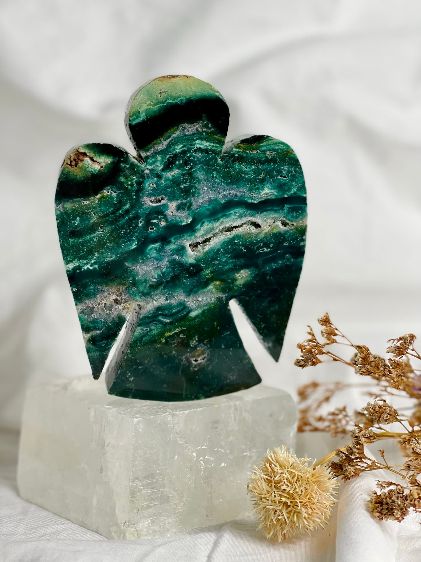 Green Moss Agate Angel
