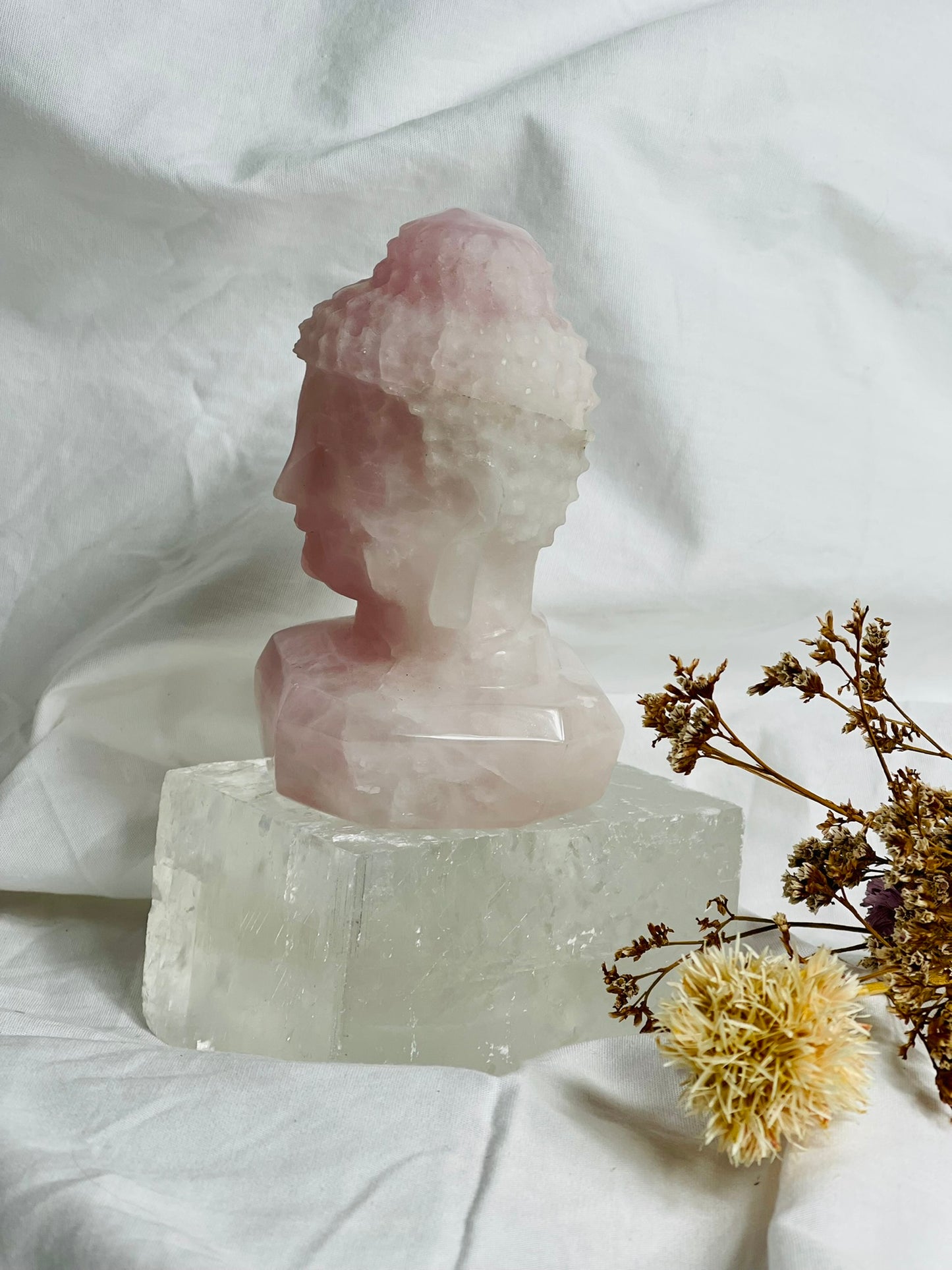 Rose Quartz Buddha Head