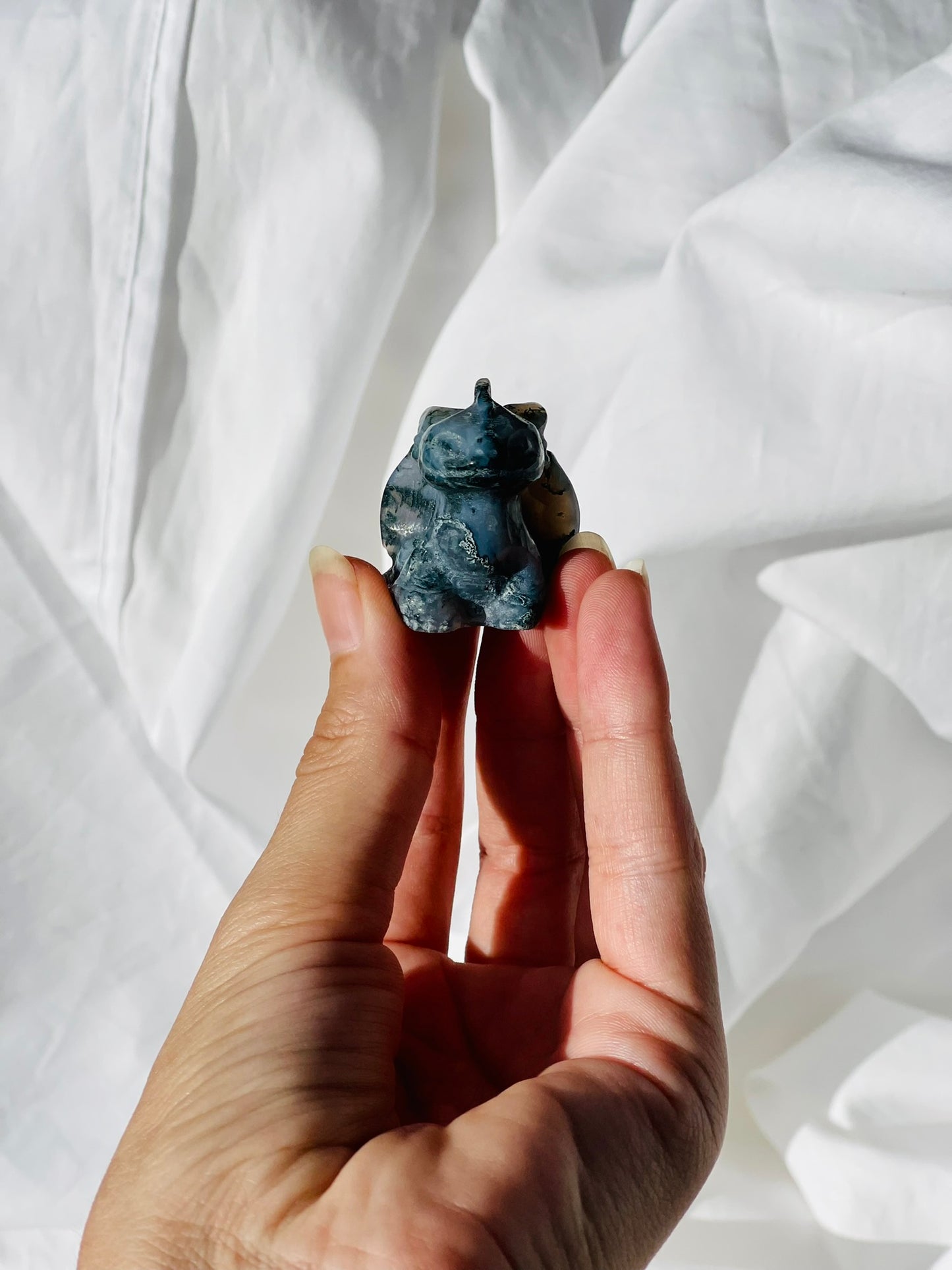 Green Moss Agate Mini Toothless Dragon