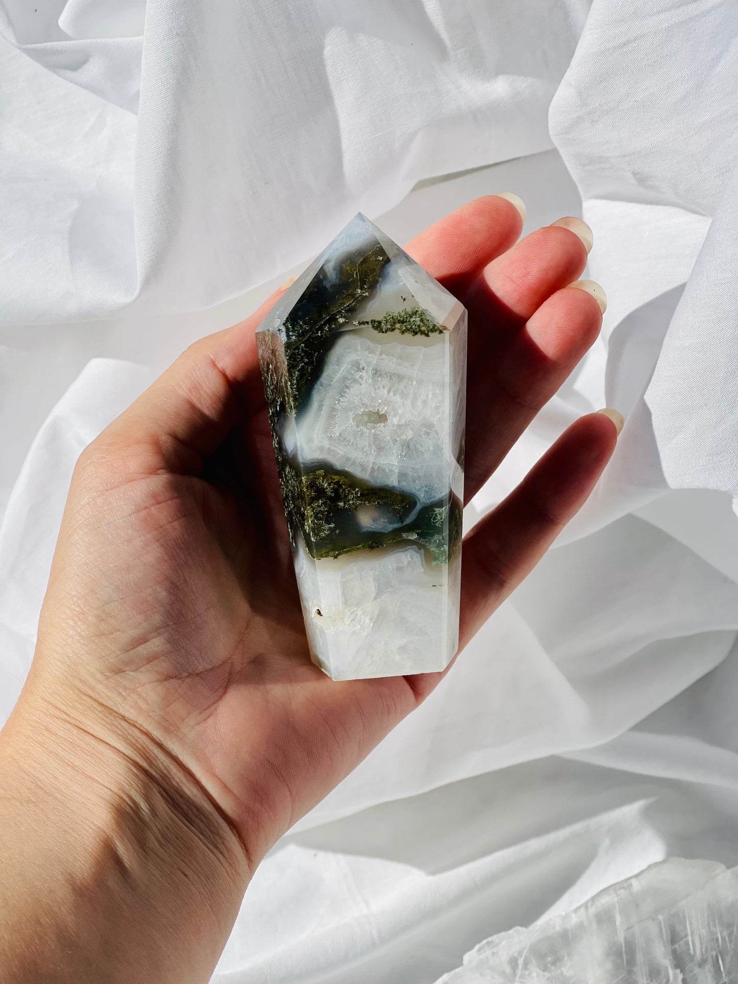 Green Moss Agate Point