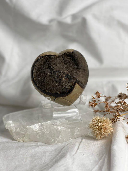 Black Septarian heart