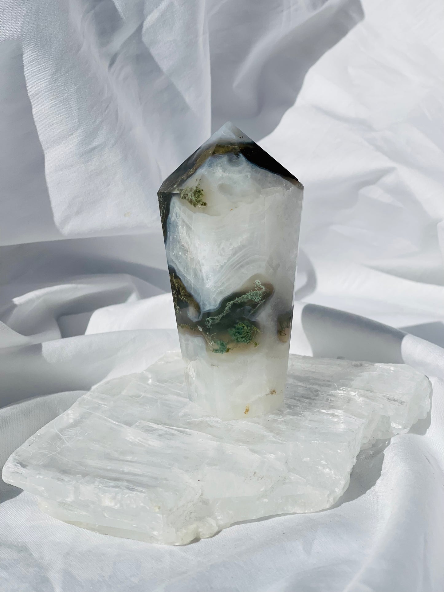 Green Moss Agate Point