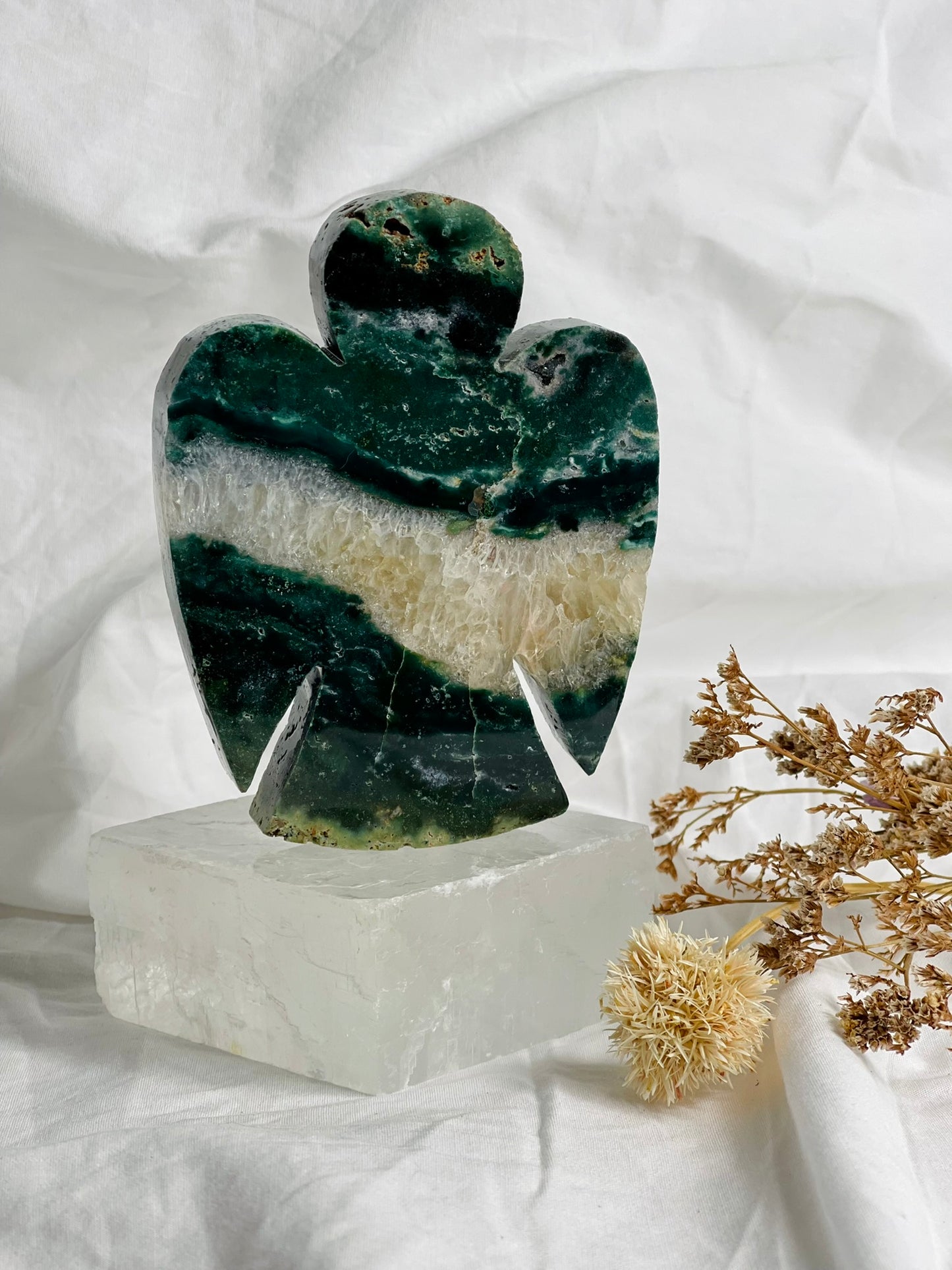 Green Moss Agate Angel