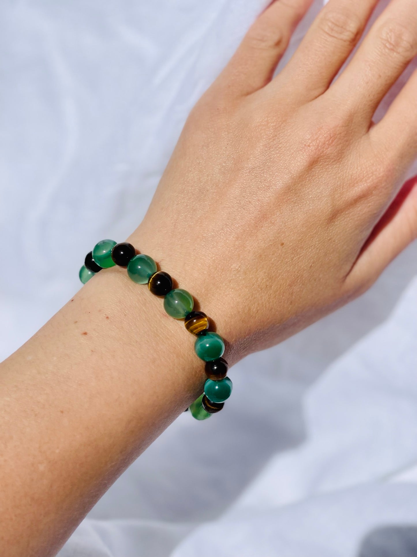 Tiger Eye + Green Agate Bracelet
