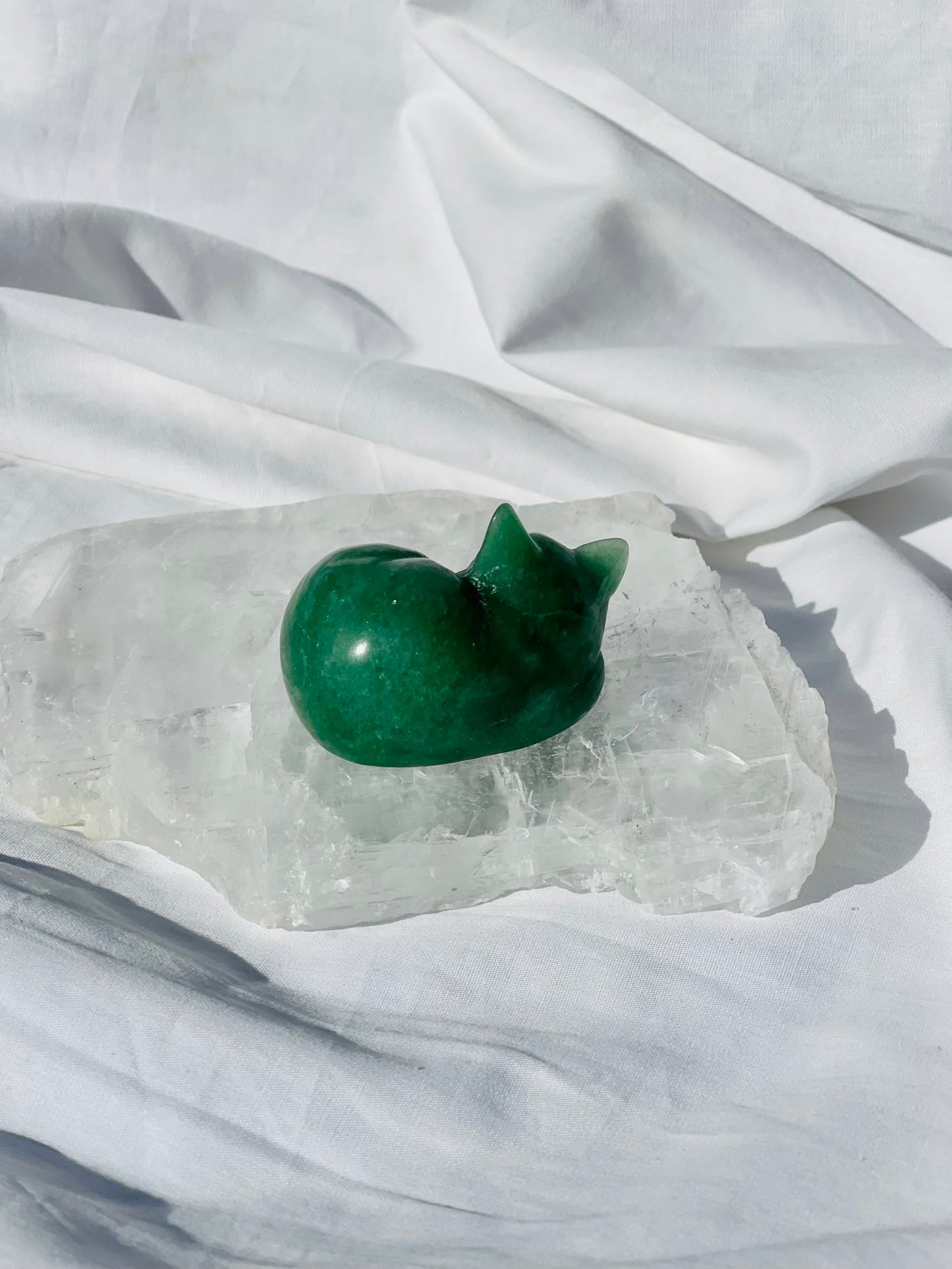 Green Adventurine Sleeping Cat