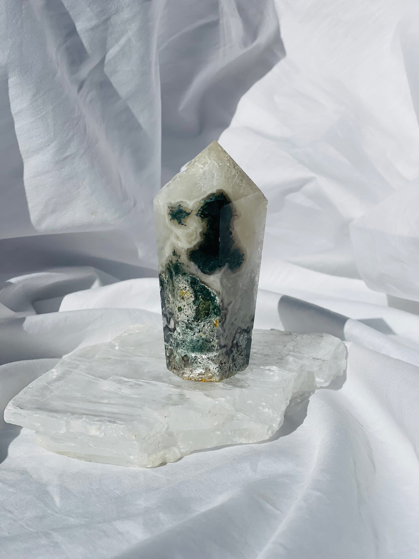 Green Moss Agate Point