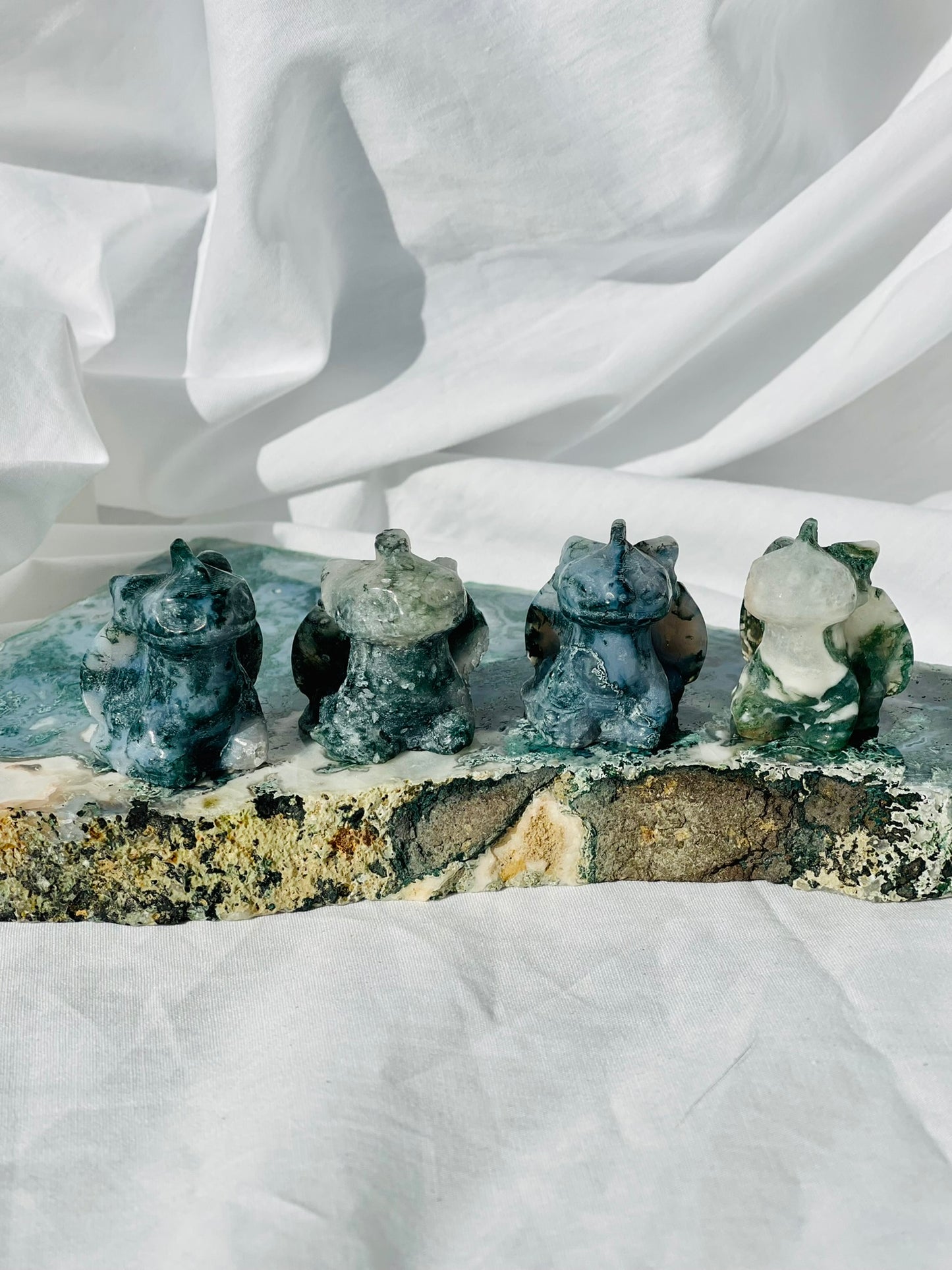 Green Moss Agate Mini Toothless Dragon