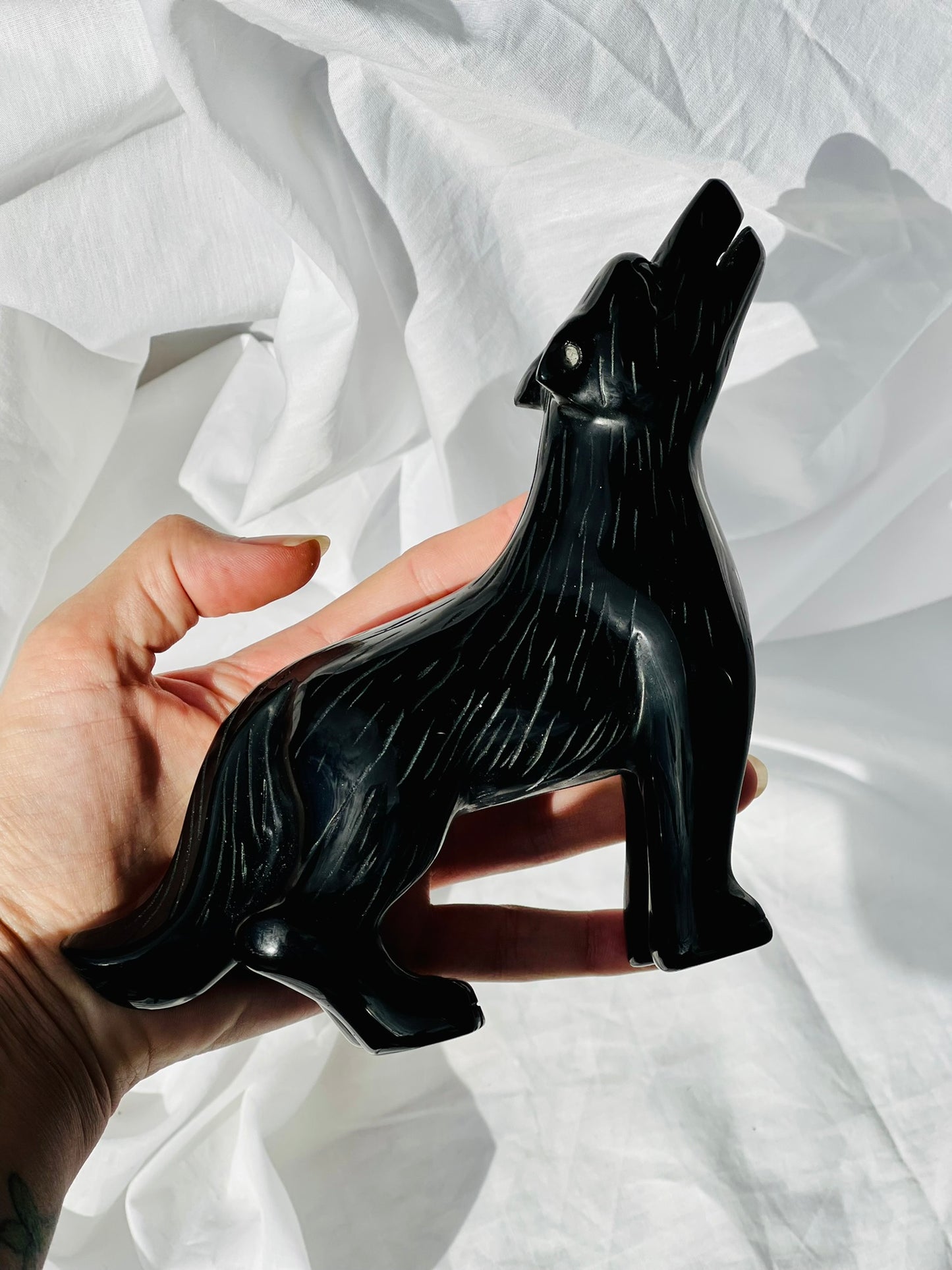Black Obsidian Standing Wolf