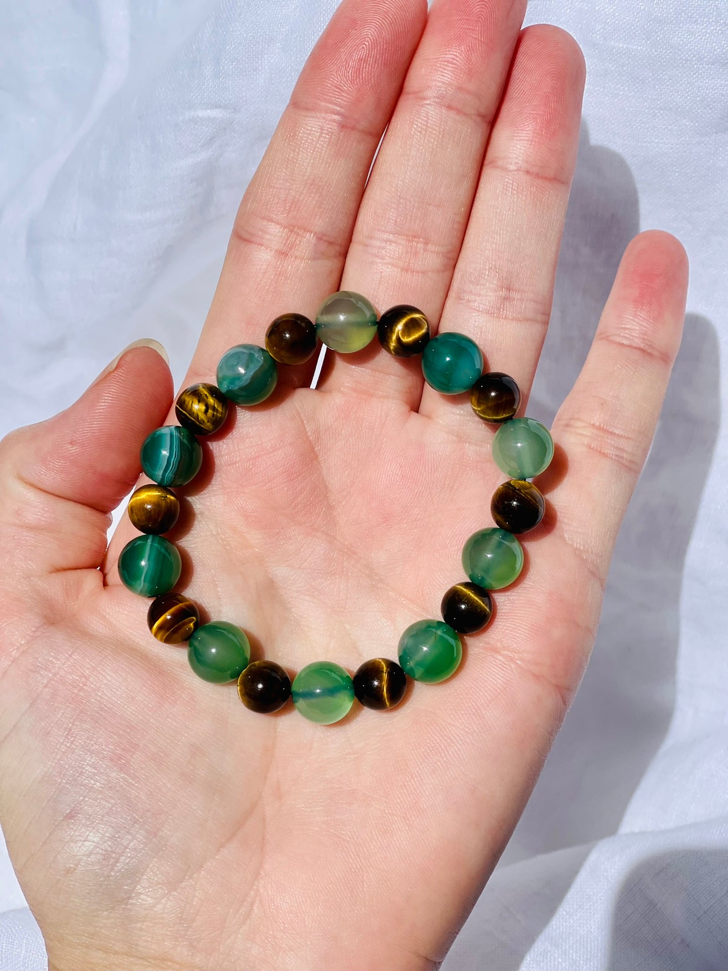 Tiger Eye + Green Agate Bracelet