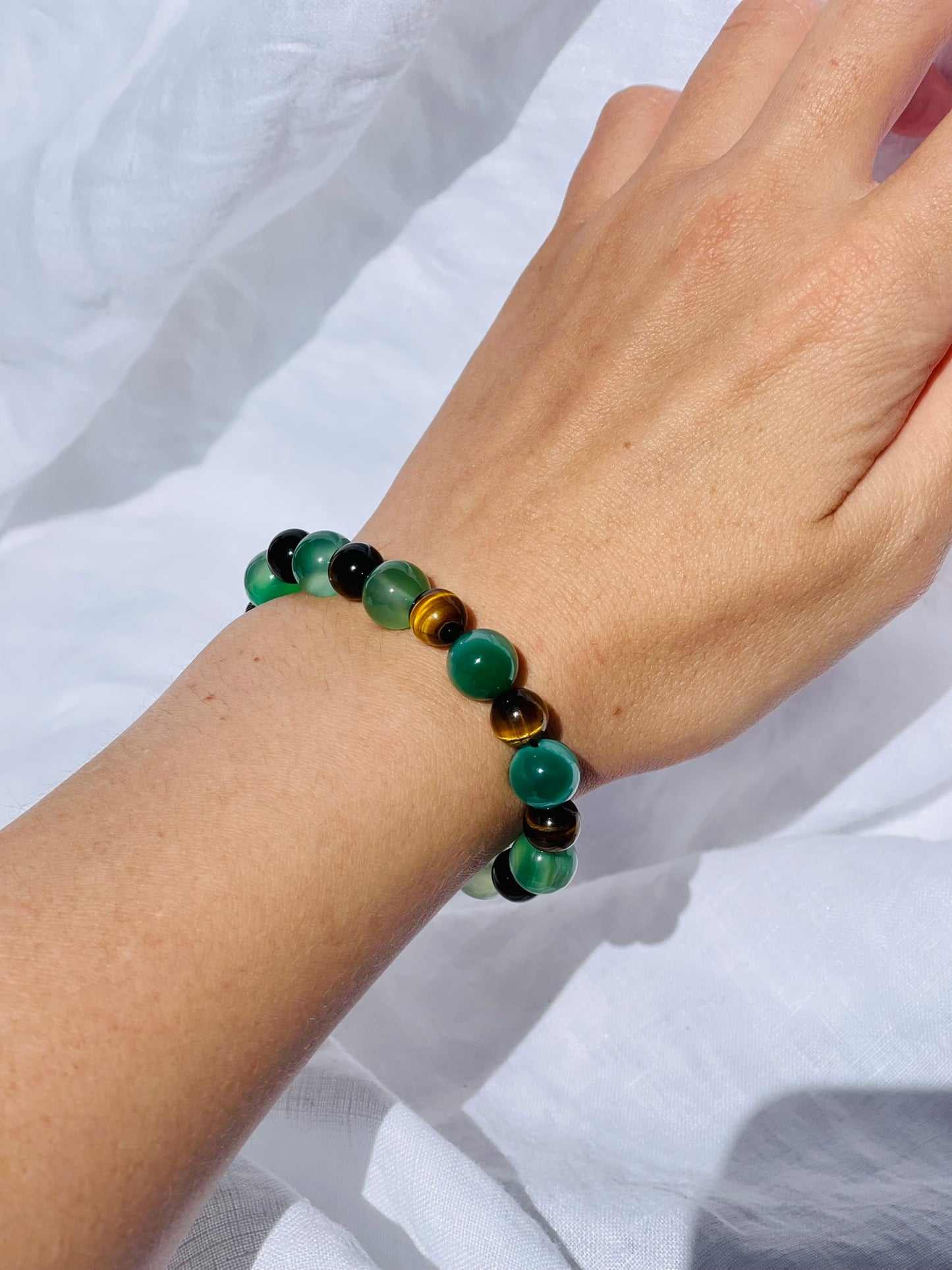 Tiger Eye + Green Agate Bracelet