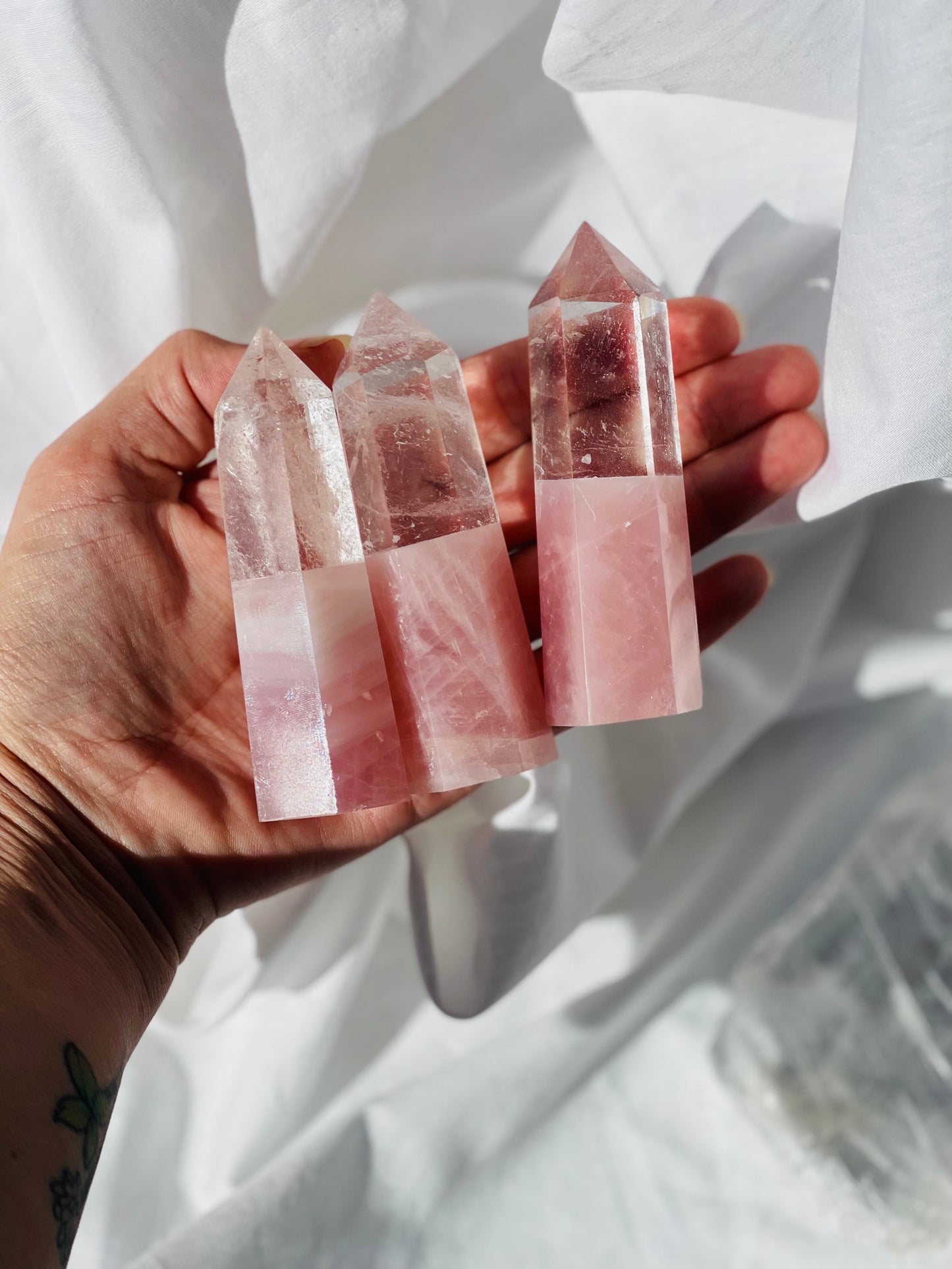 Rose Quartz / Clear Quartz Point