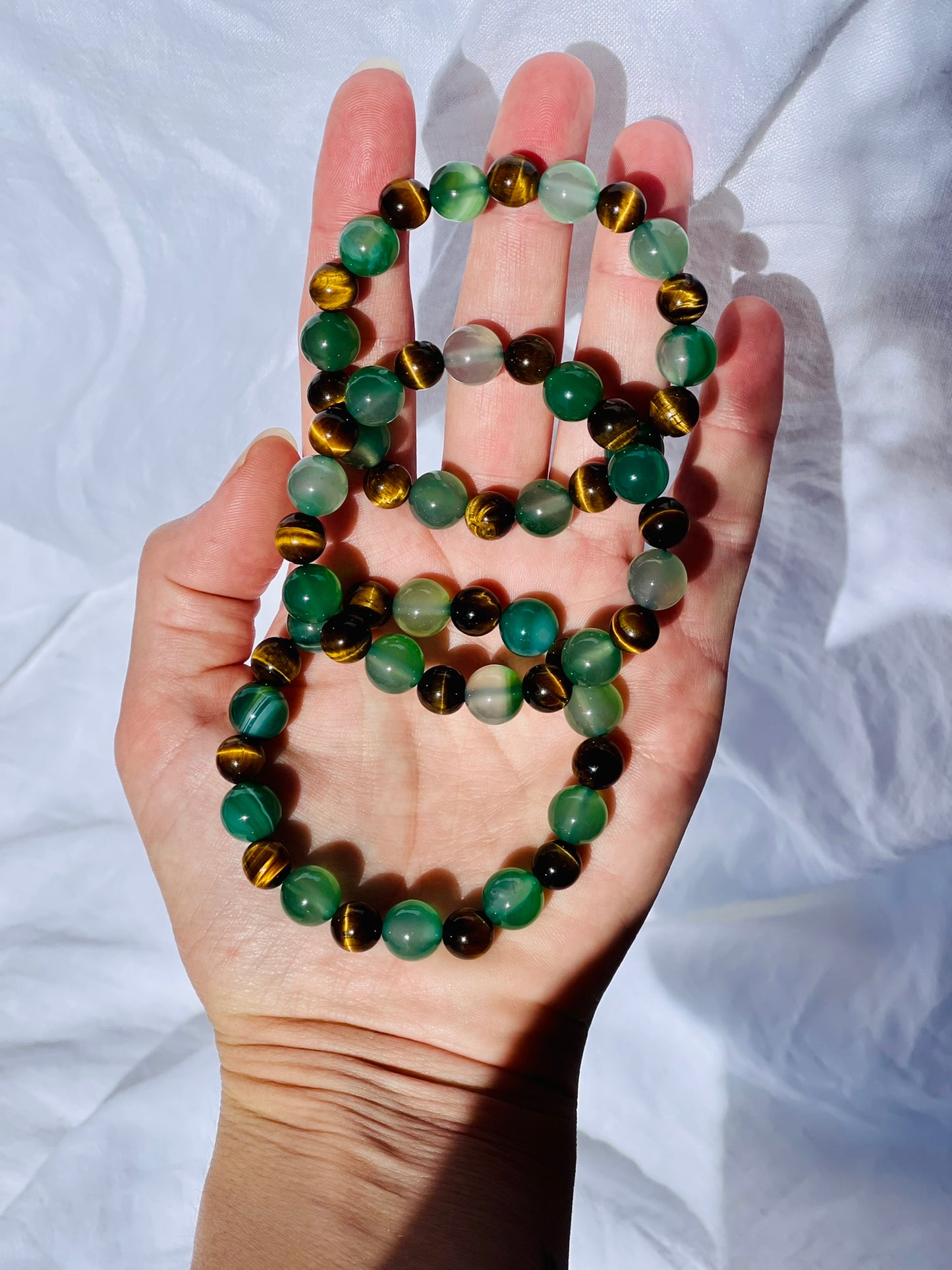 Tiger Eye + Green Agate Bracelet
