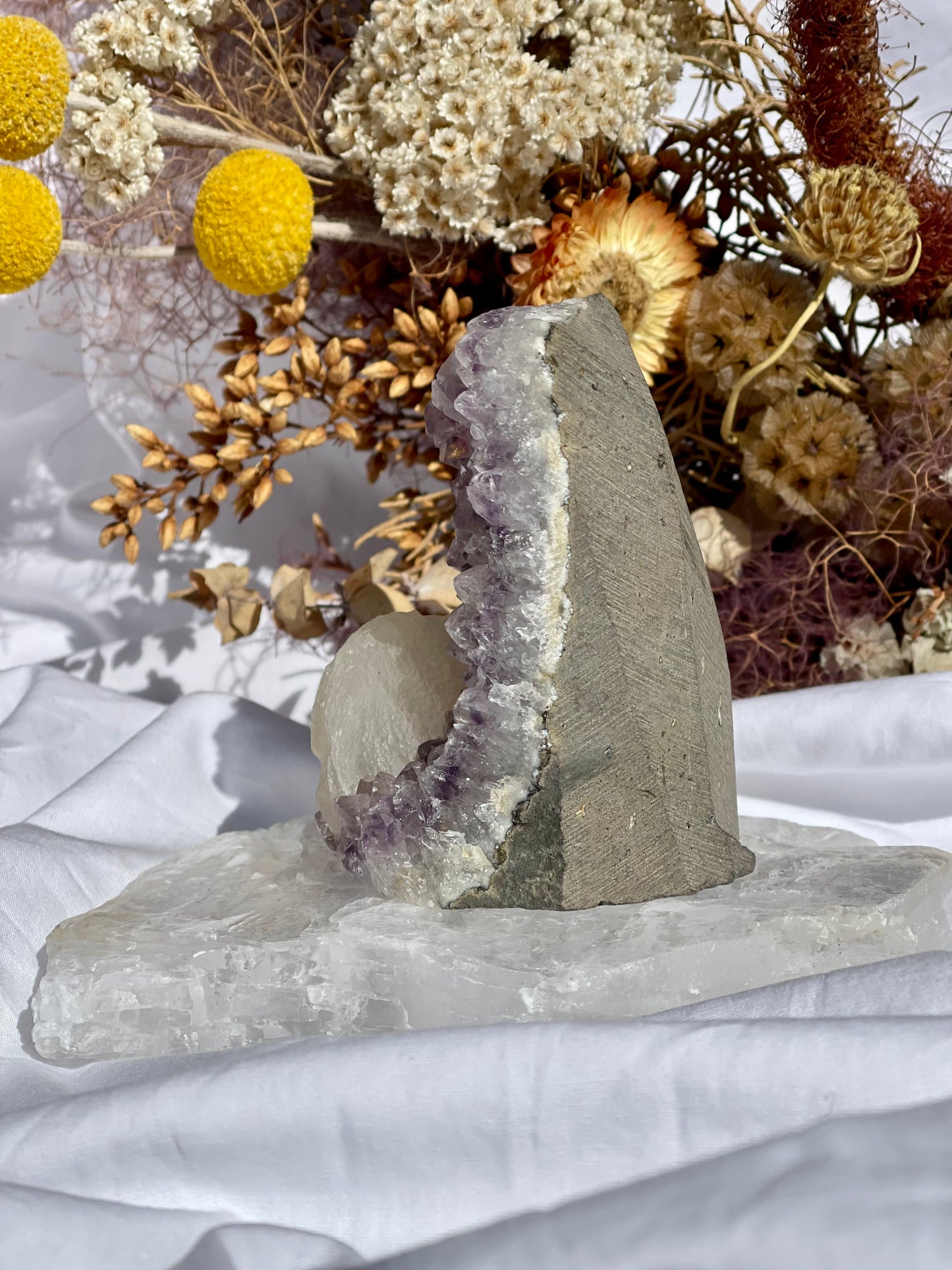 Amethyst With Calcite Cluster