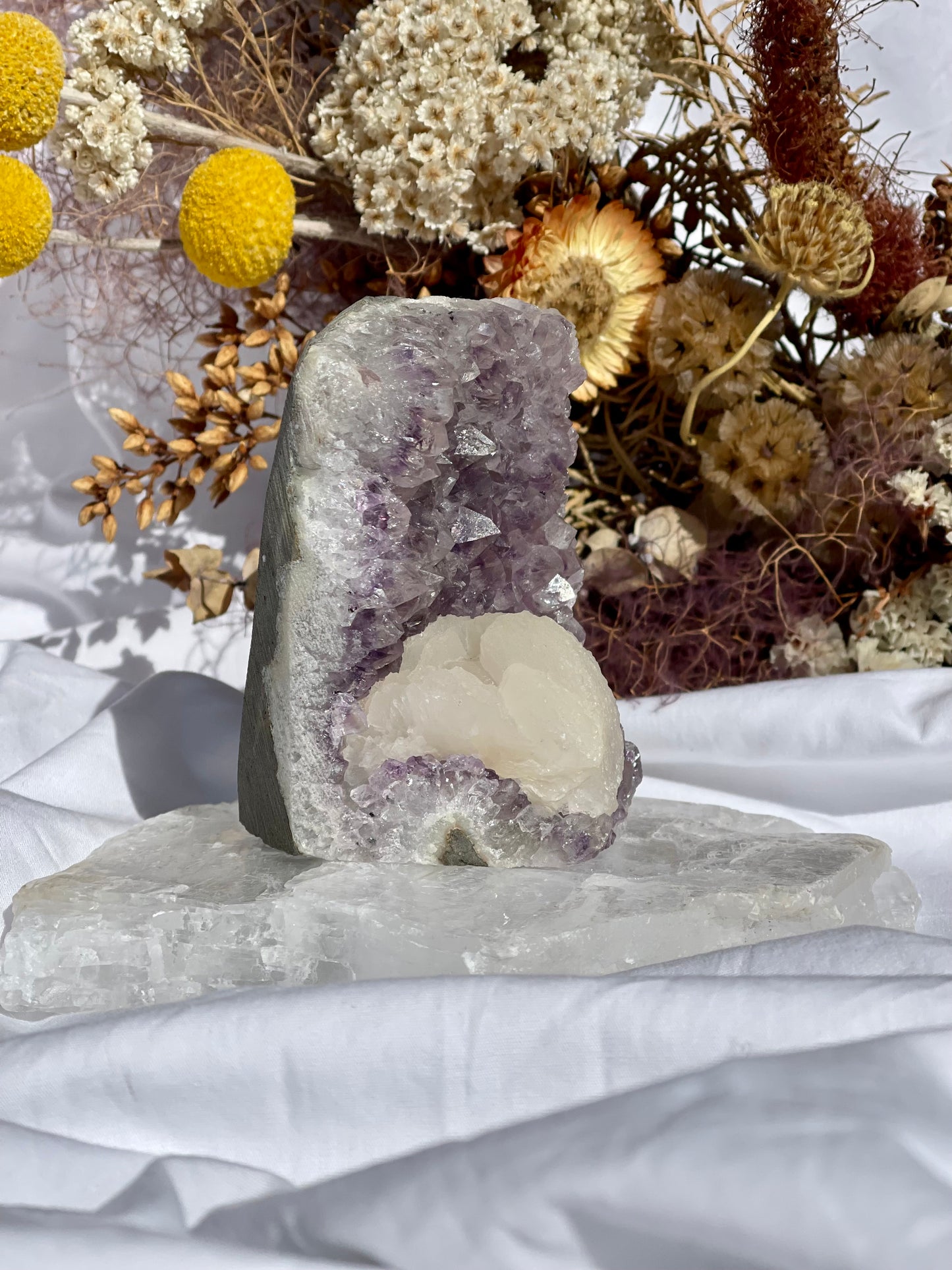 Amethyst With Calcite Cluster