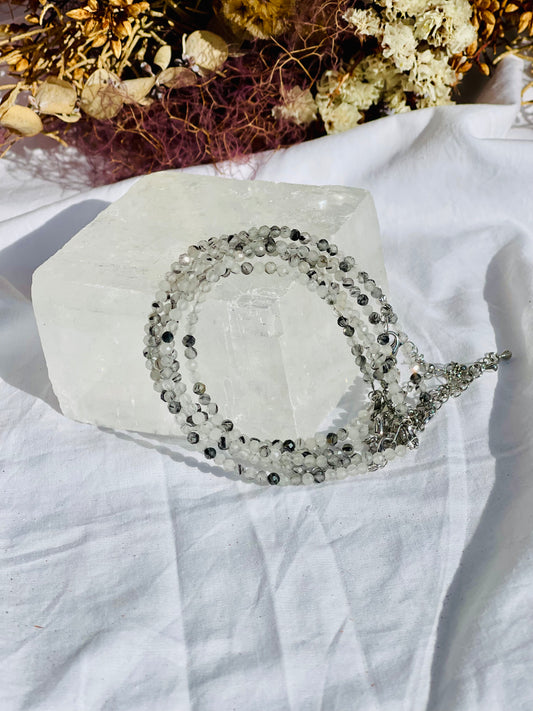 Tourmalated Quartz Faceted Bracelet
