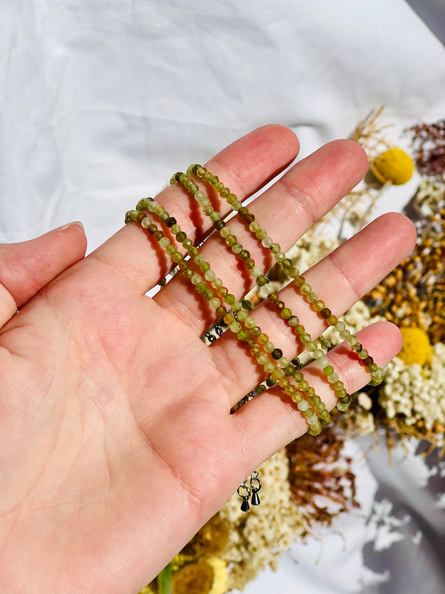 Green Garnet Faceted Bead Bracelet