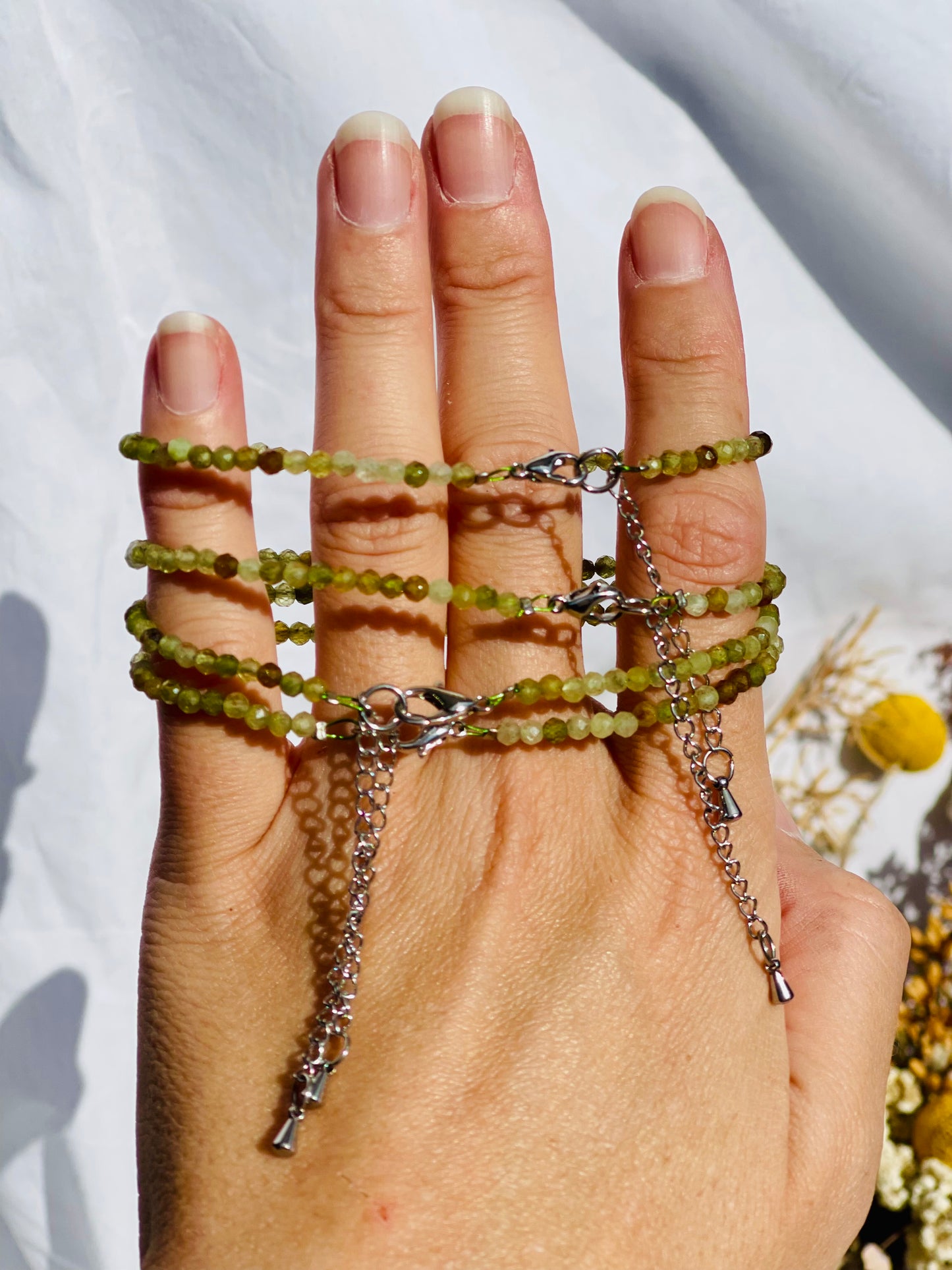Green Garnet Faceted Bead Bracelet