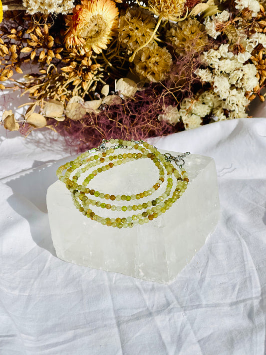 Green Garnet Faceted Bead Bracelet
