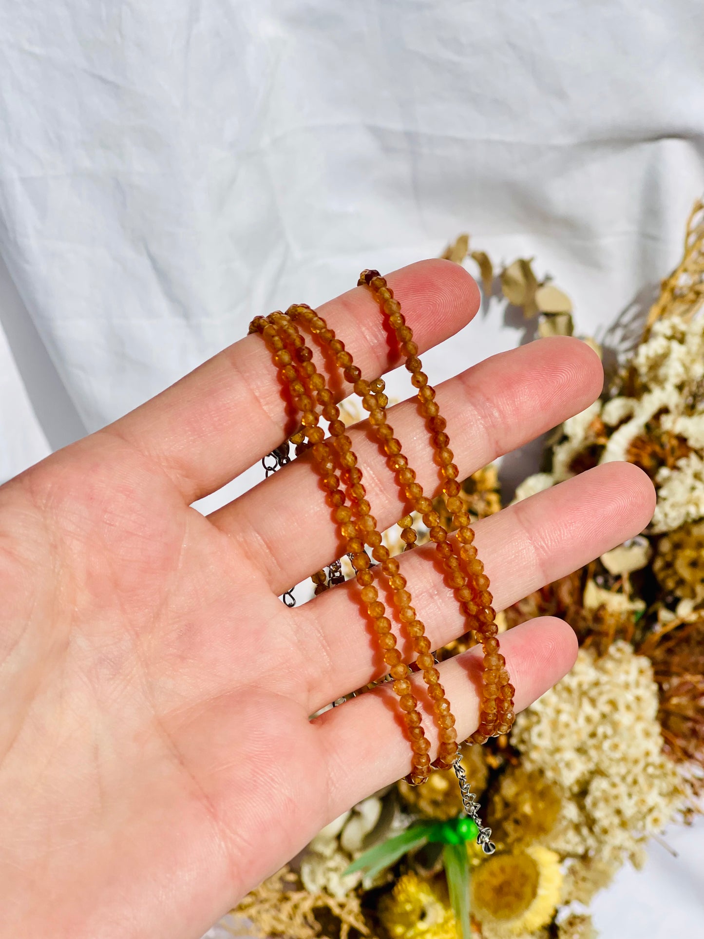Orange Garnet Faceted Bracelet