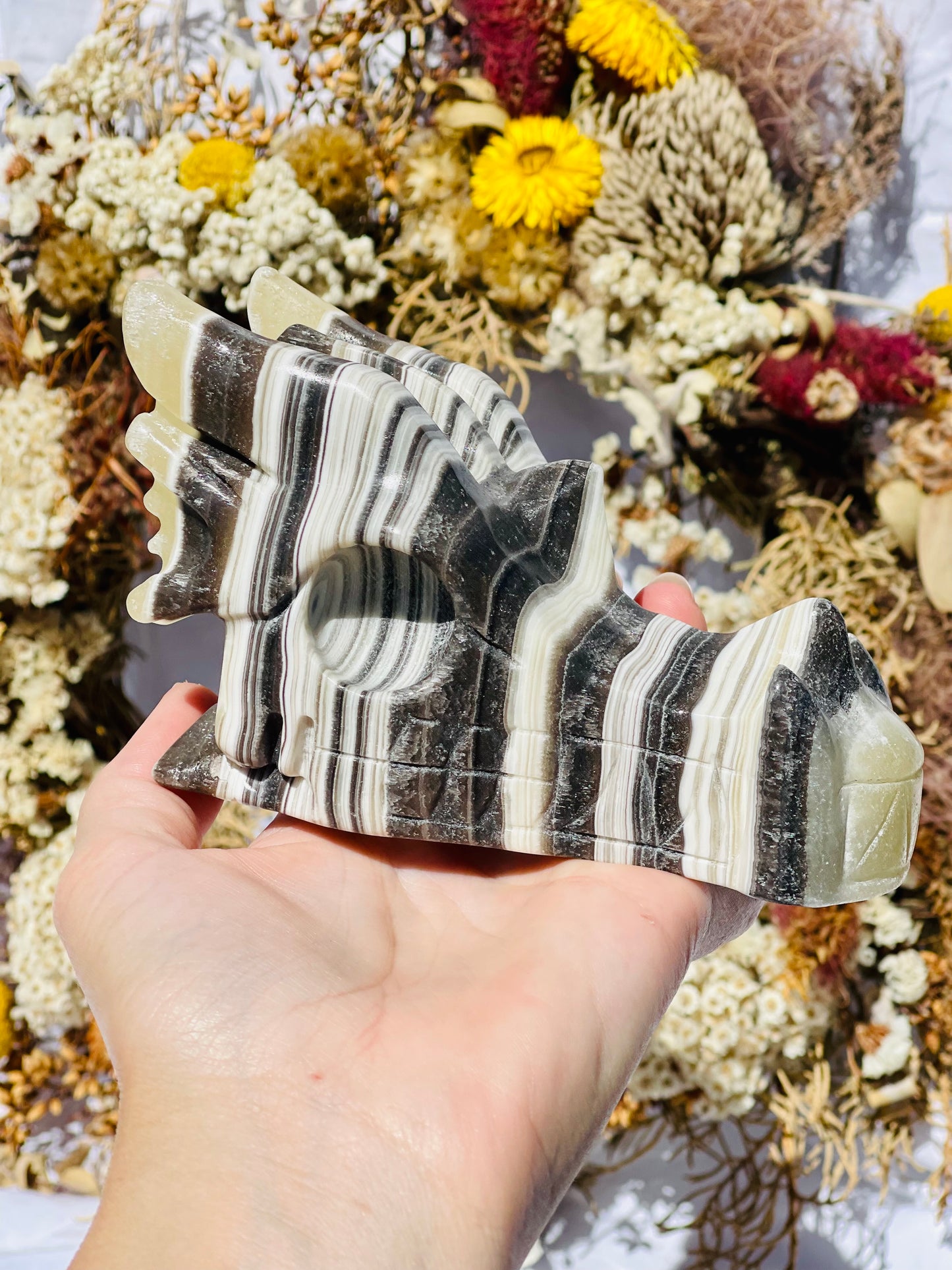 Yellow Zebra Calcite Dragon Head