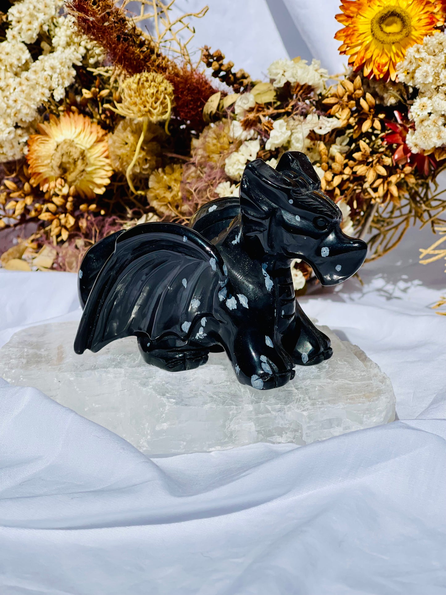 Snowflake Obsidian Flying Dragon