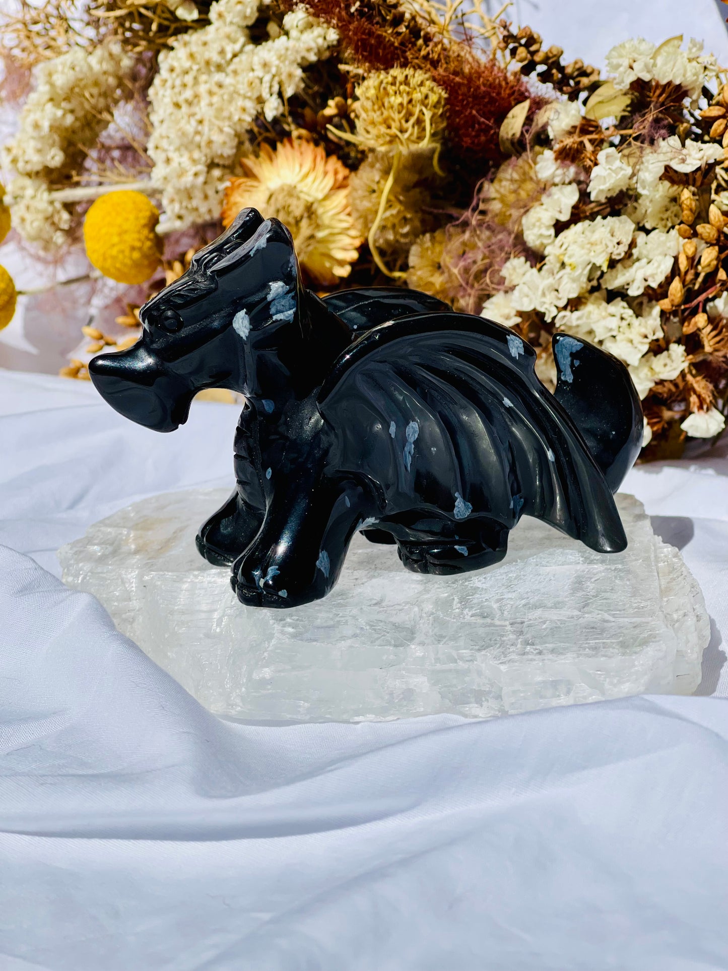 Snowflake Obsidian Flying Dragon
