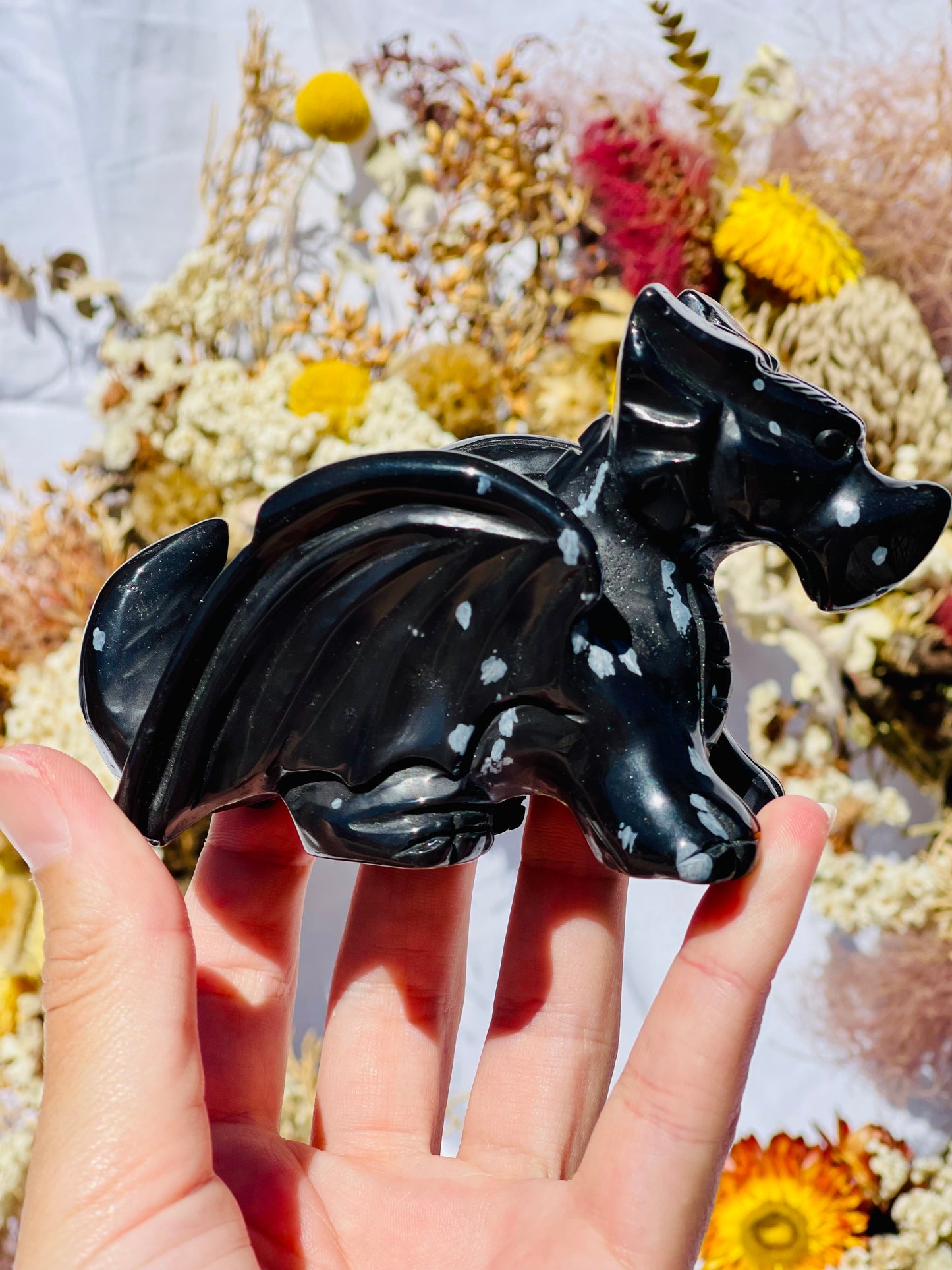 Snowflake Obsidian Flying Dragon