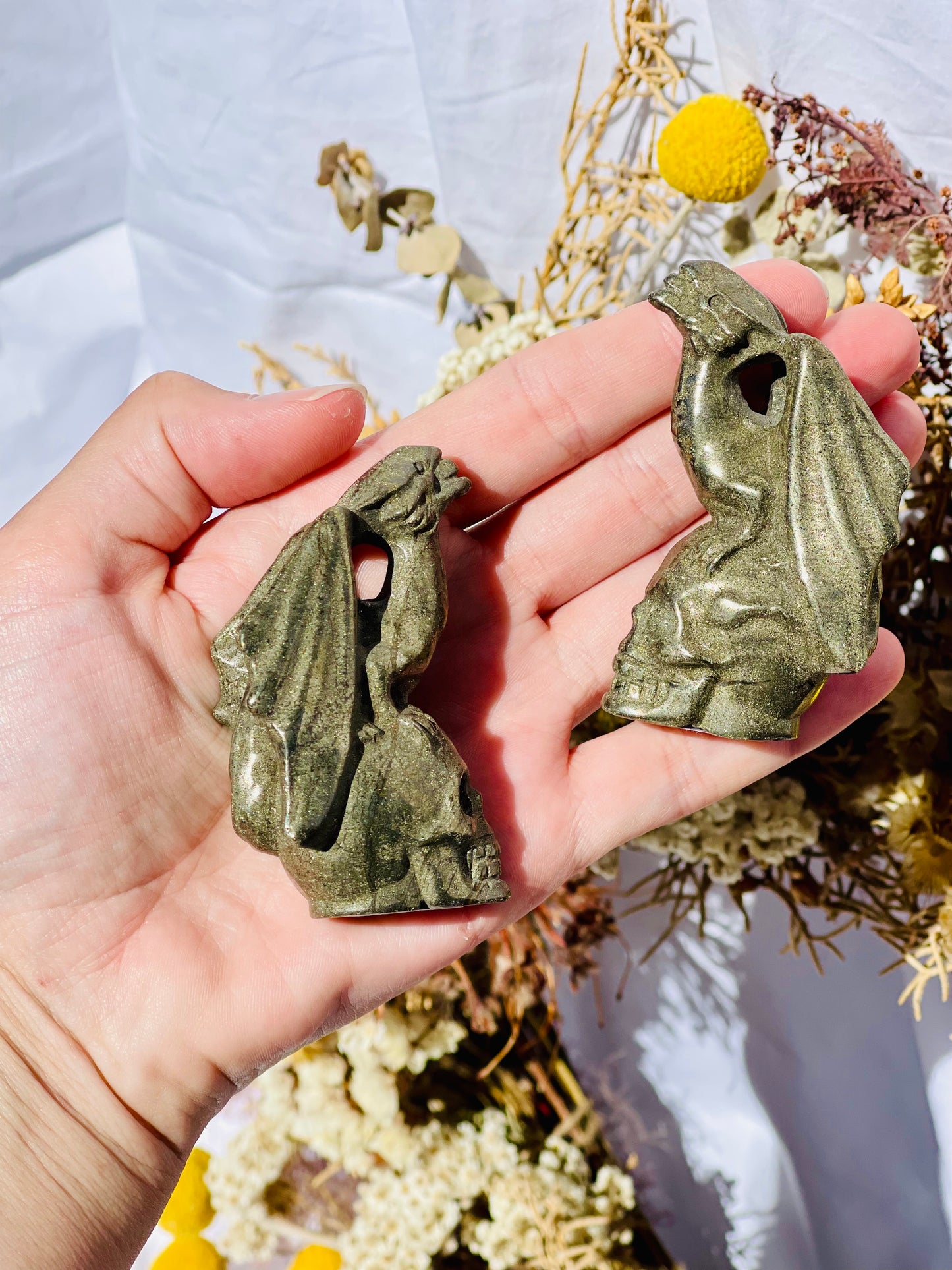 Pyrite Skull With Dragon