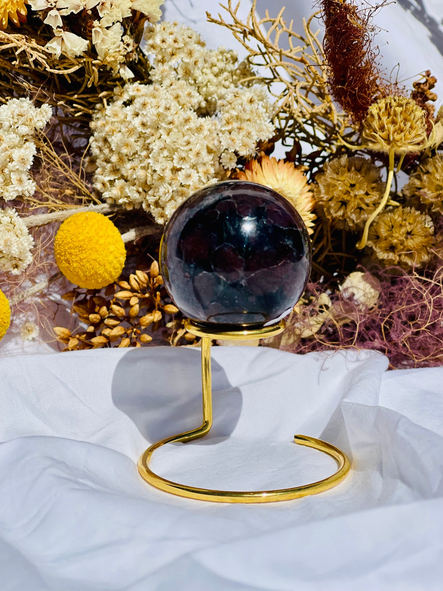 Astrophyllite & Garnet Sphere